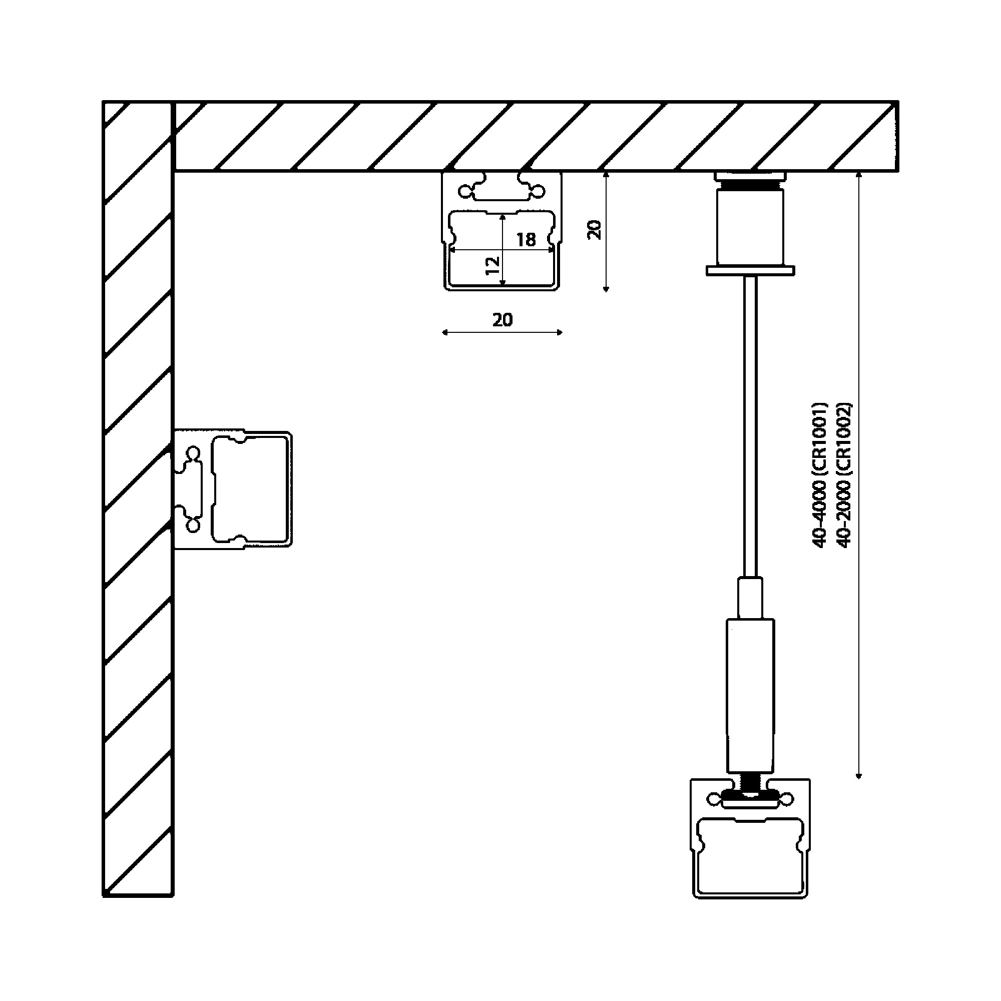Профиль подвесной/накладной алюминиевый LS.1911K (2.5м) SWG