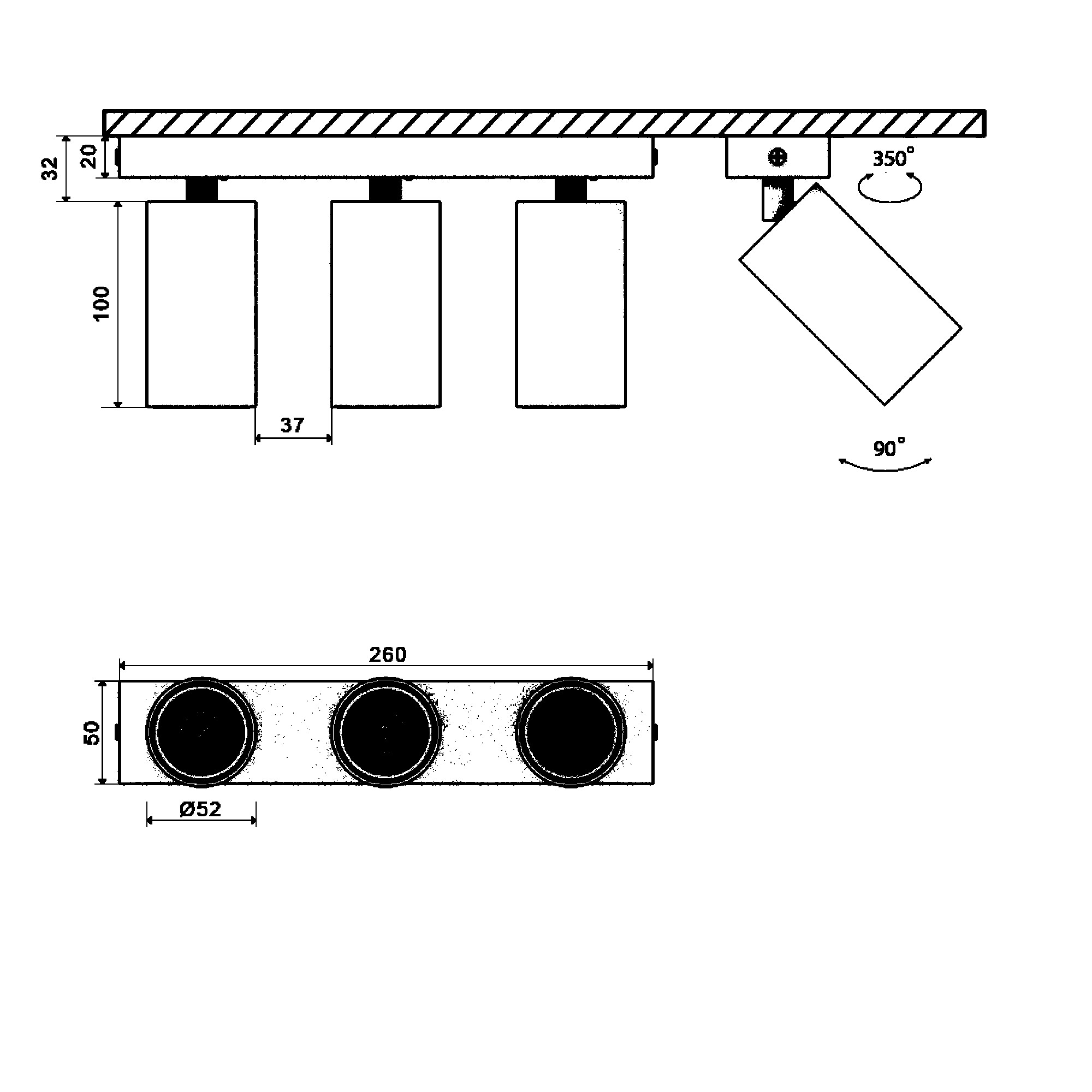 Крепление сменное М13 MINI VILLY, поворотное накладное тройное, цвет белый SWG