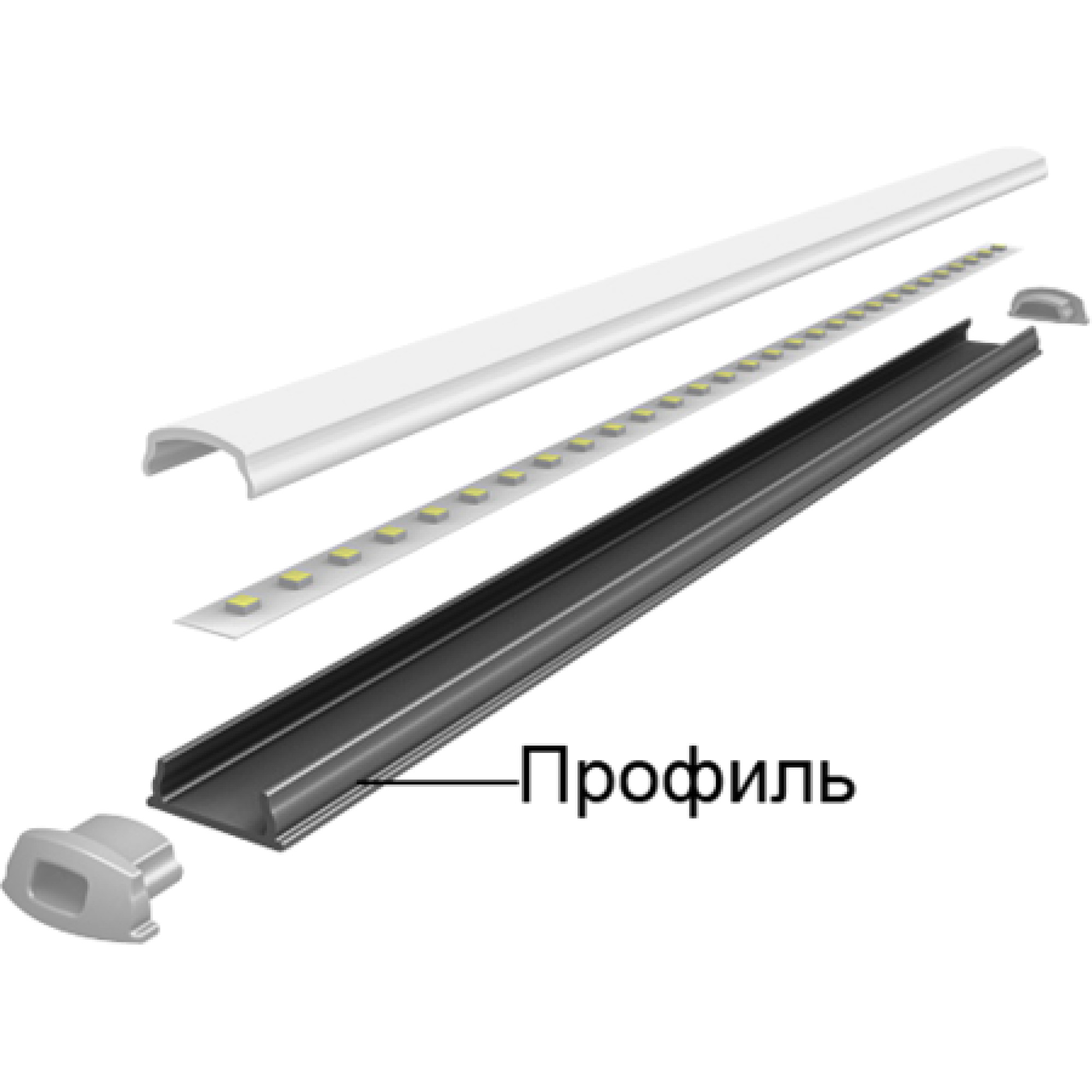 Профиль накладной PAL 1105 гибкий (2м) анодированный Jazzway