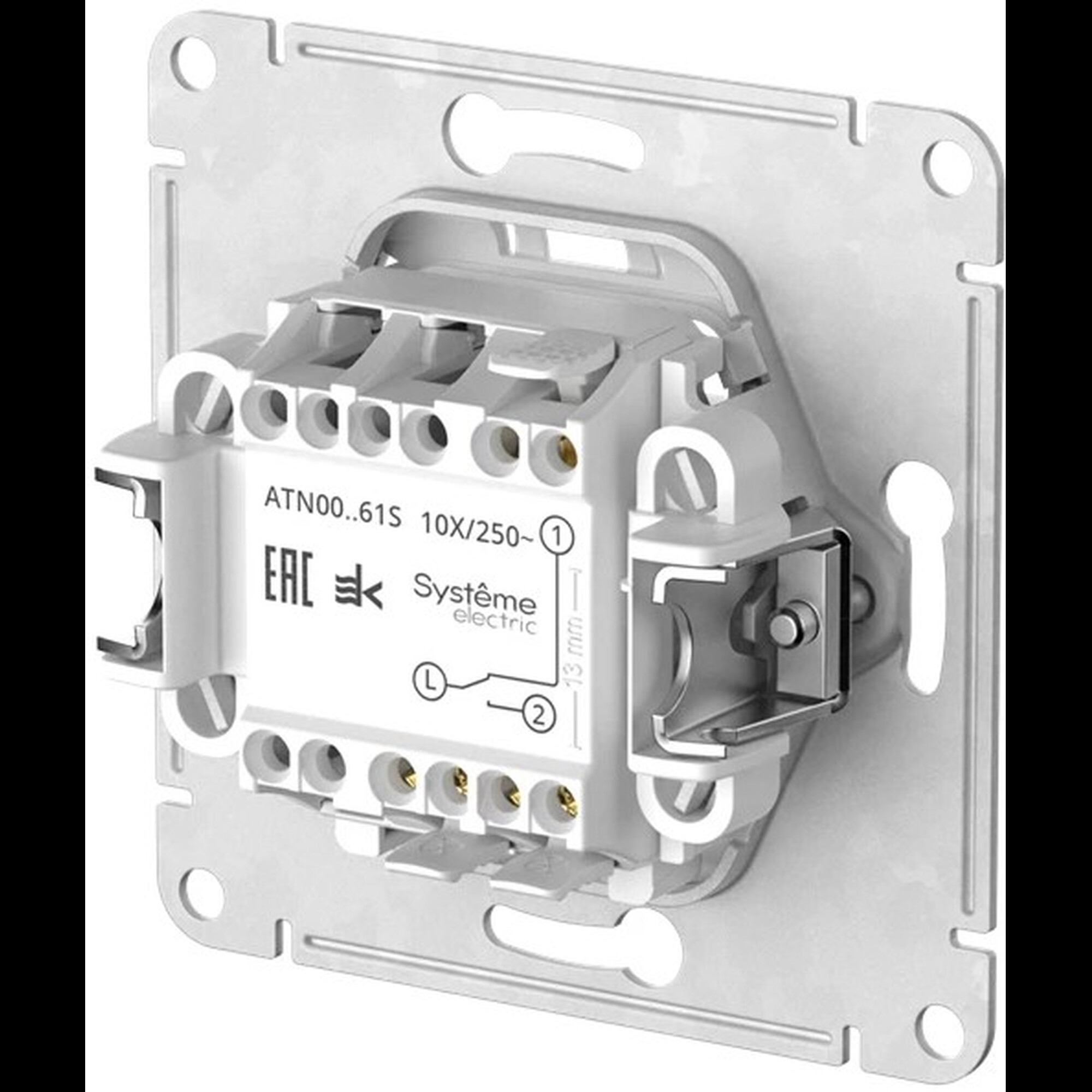 1-клавишный ПЕРЕКЛЮЧАТЕЛЬ, сх.6, 10АХ, мех., быстрозажимные клеммы., КАРБОН
