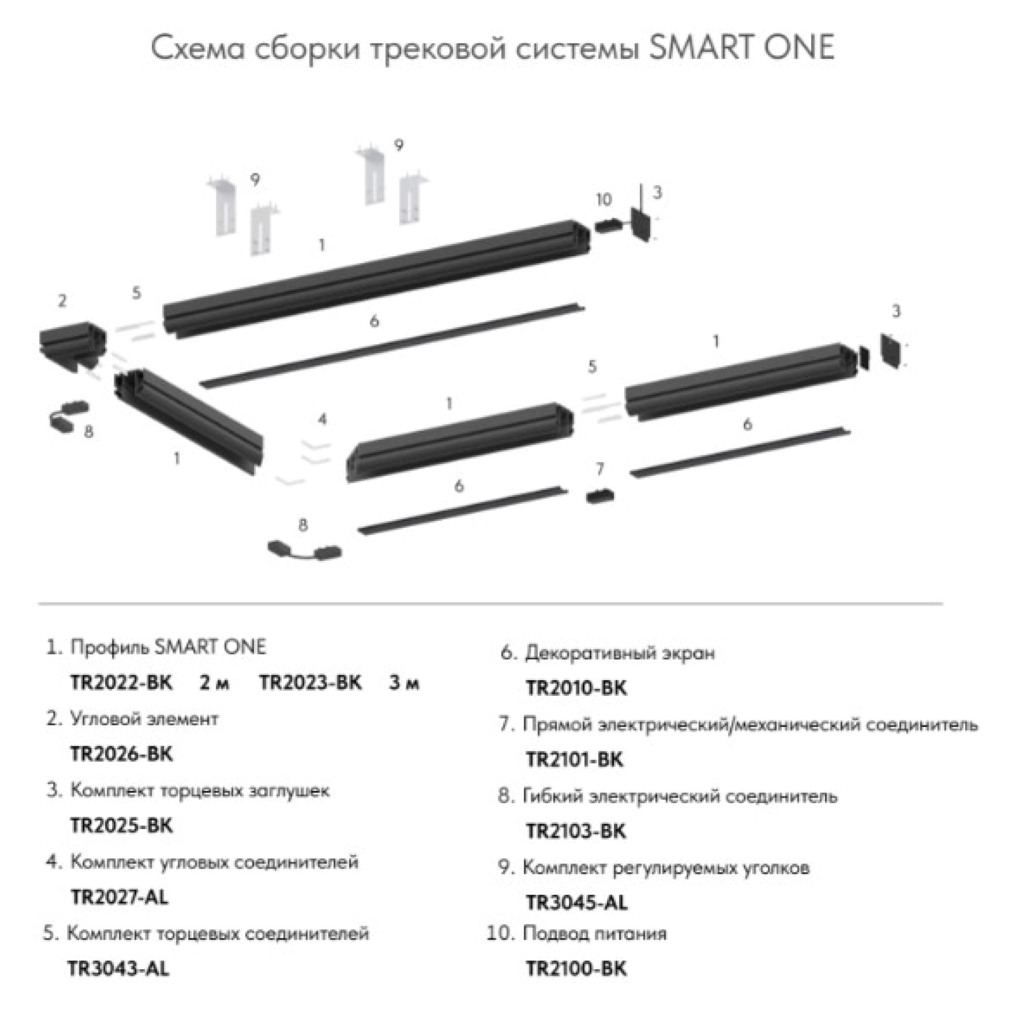 Угловой элемент 90° SMART ONE TR2026-BK Denkirs