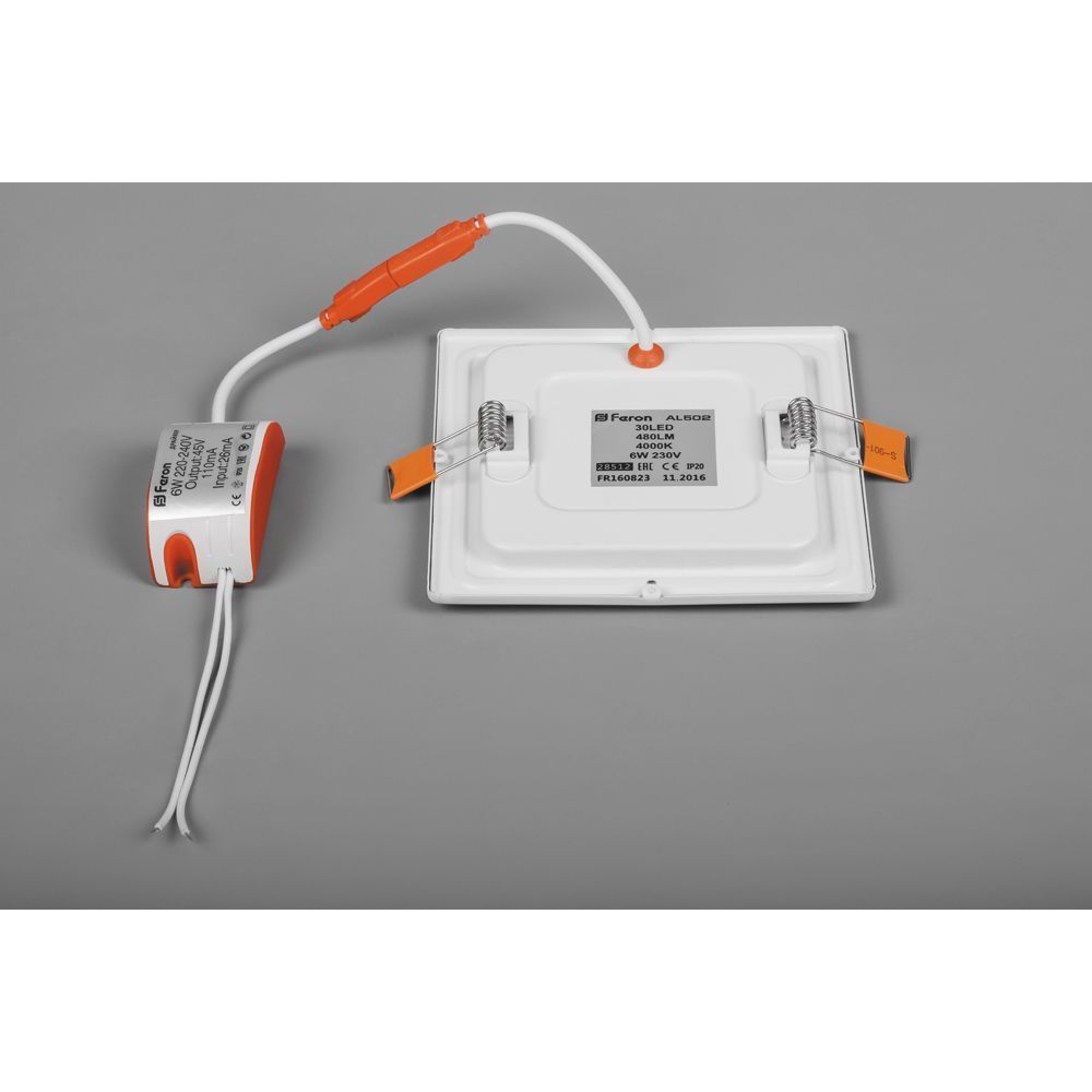 Светильник встраиваемый квадрат AL502 9W 4000K белый Feron