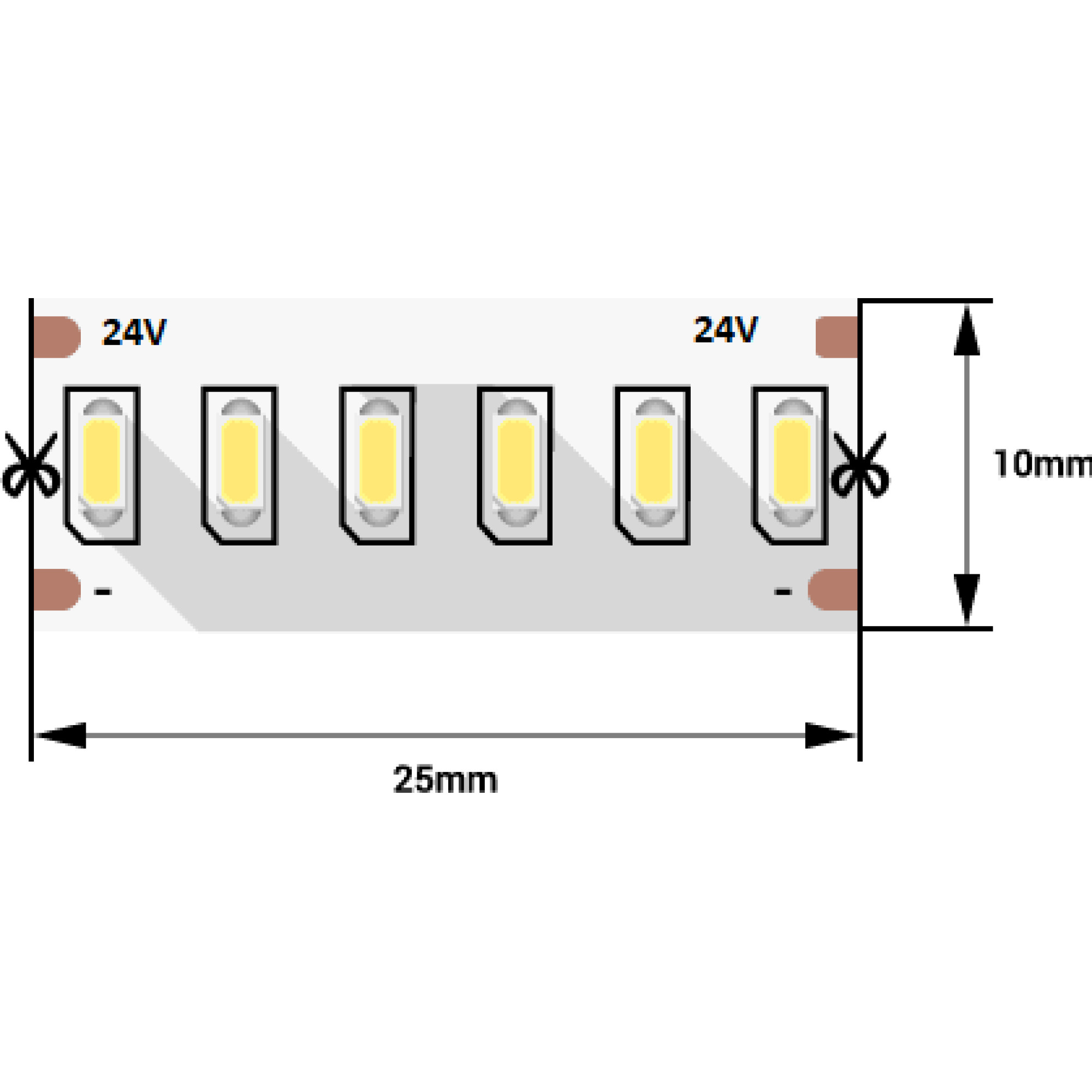 Лента светодиодная 3014, 240 LED/м, 22 Вт/м, 24В , IP20, Цвет:Теплый, CE, 3М, (1метр)