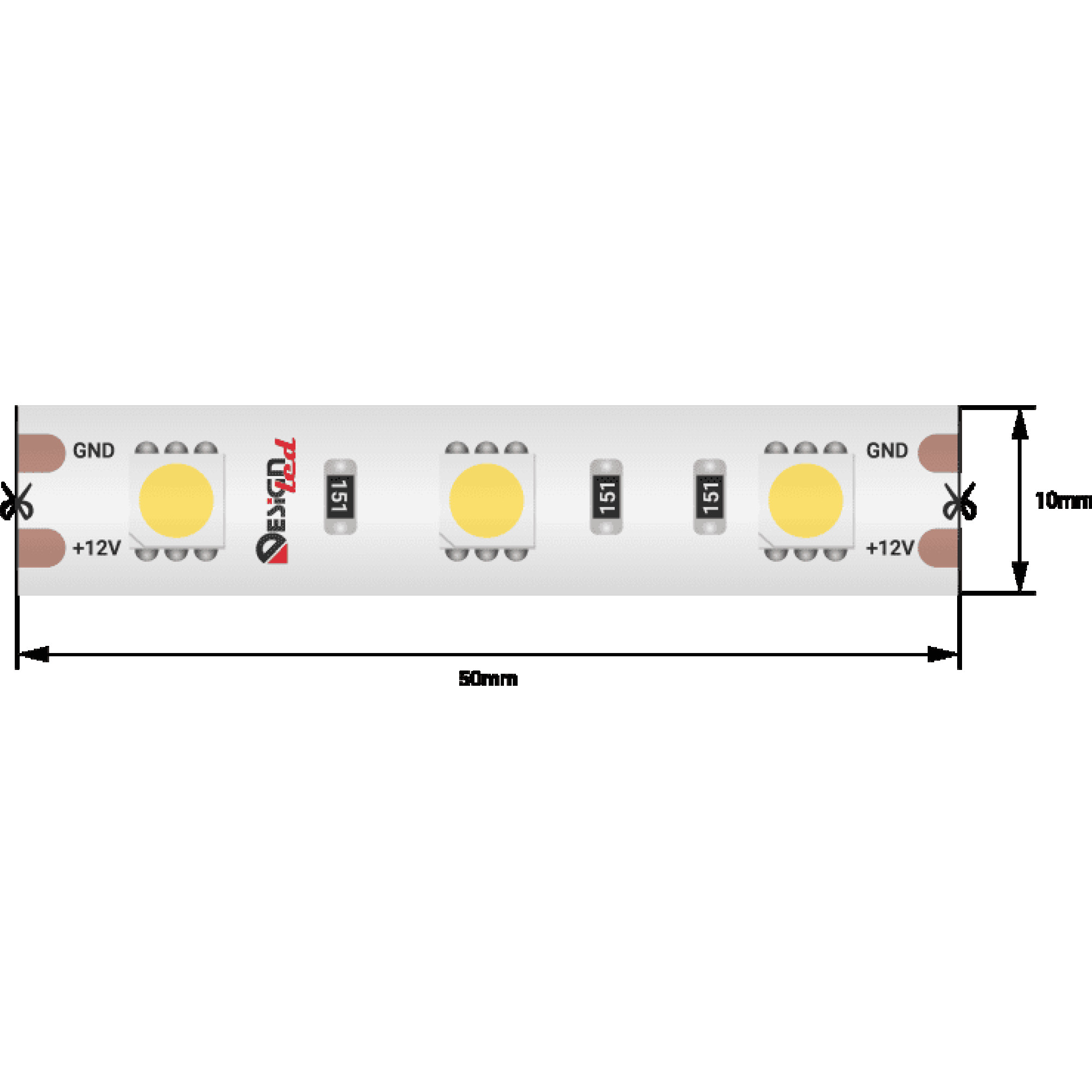 Лента светодиодная LUX5050 60LED/м 14,4Вт/м 12В IP65 Цвет:Холодный белый (6000K) (1метр) SWG