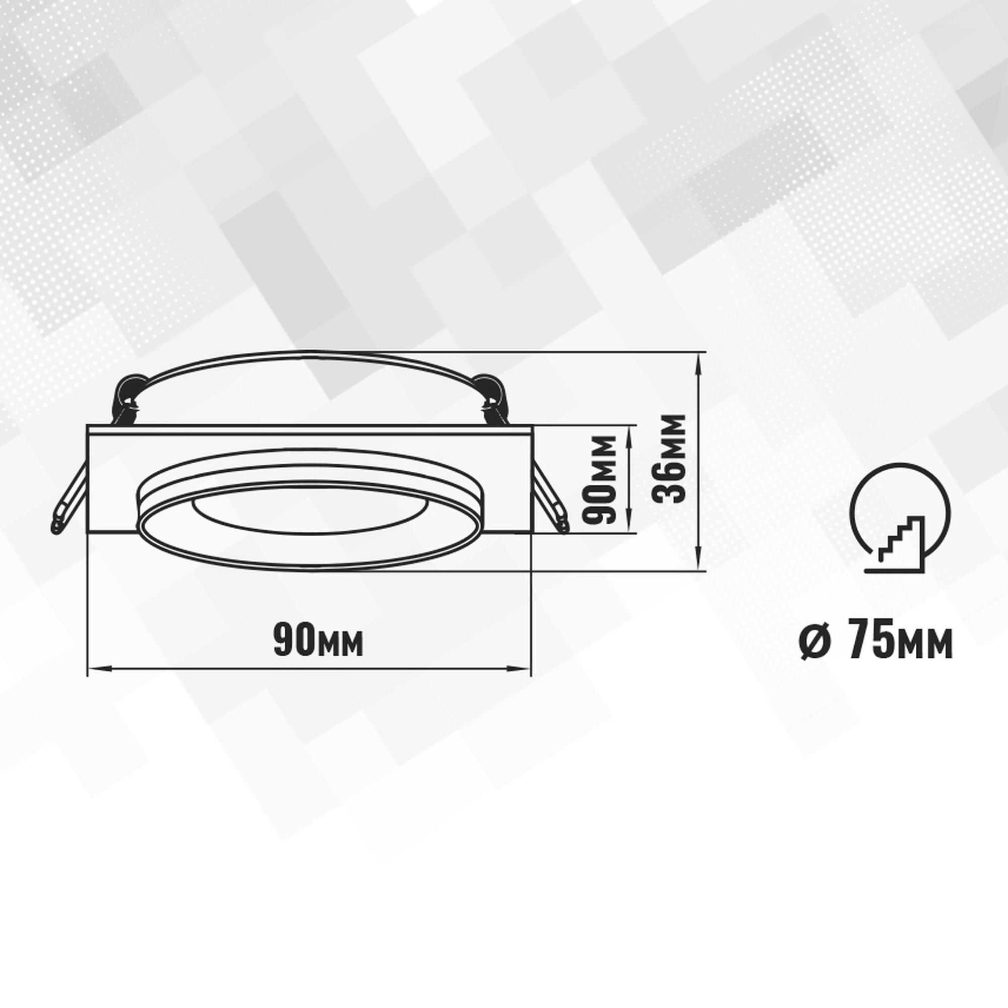 Светильник встраиваемый GU5.3 (MR16) с акрилом квадрат 47543 Чёрный SignImpress