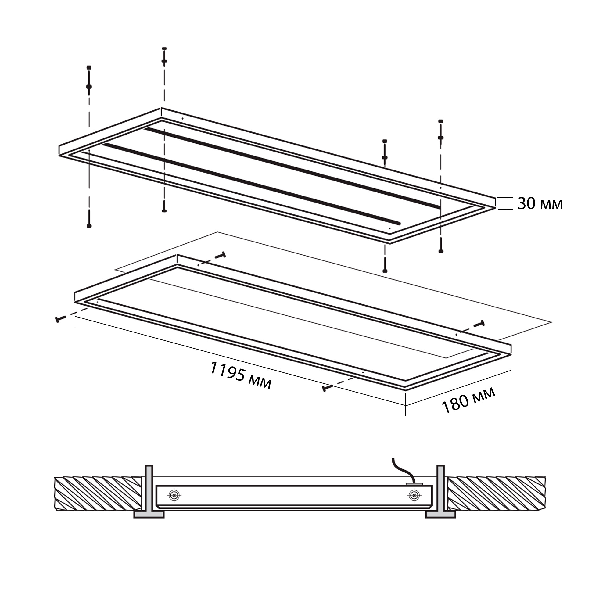 Панели светодиодные PPL 1195/U OPAL 40w 6500K IP40 Jazzway