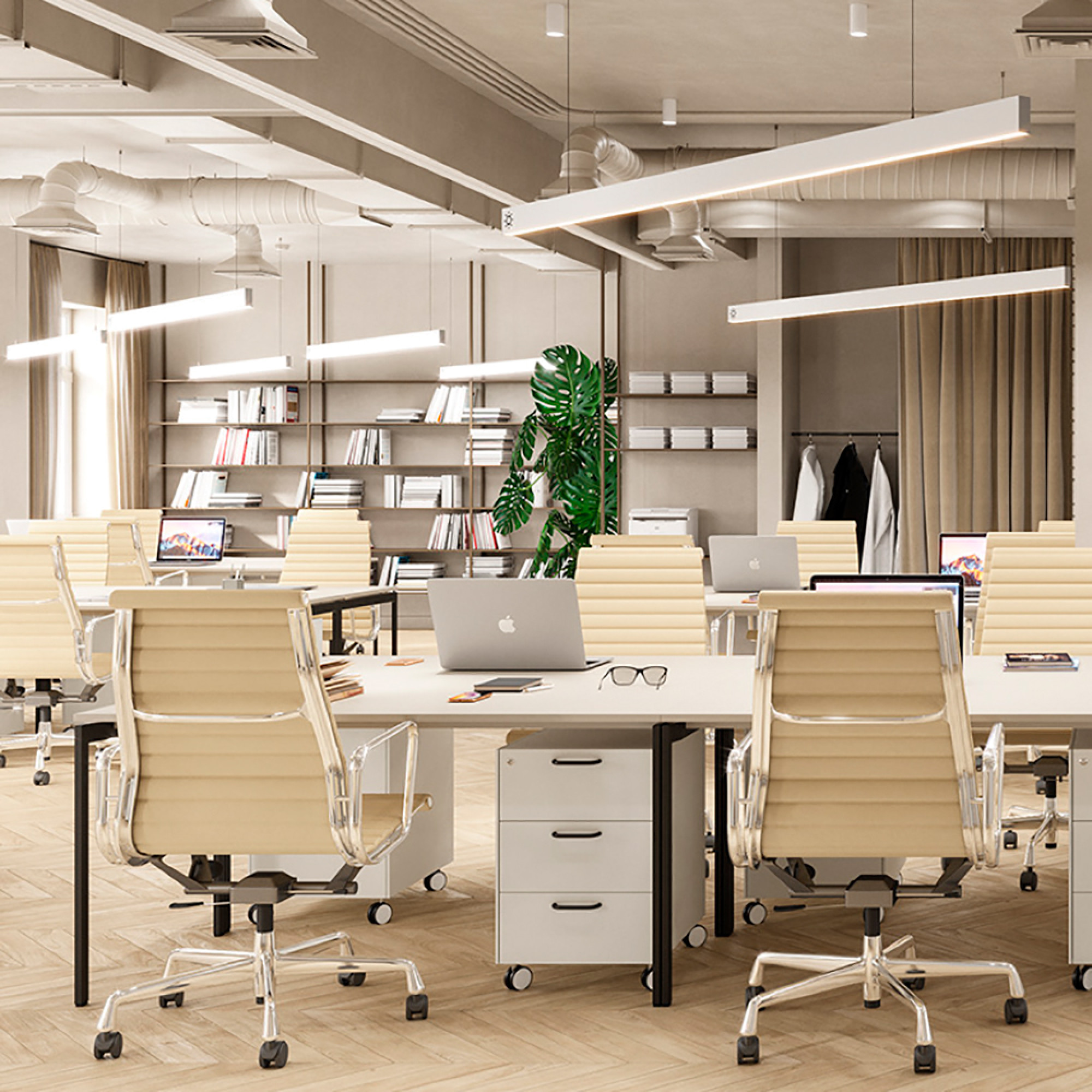 Светодиодный светильник 72W 8640Lm 6500K, рас. матовый в алюм. корпусе, белый 1500*70*55мм Feron 