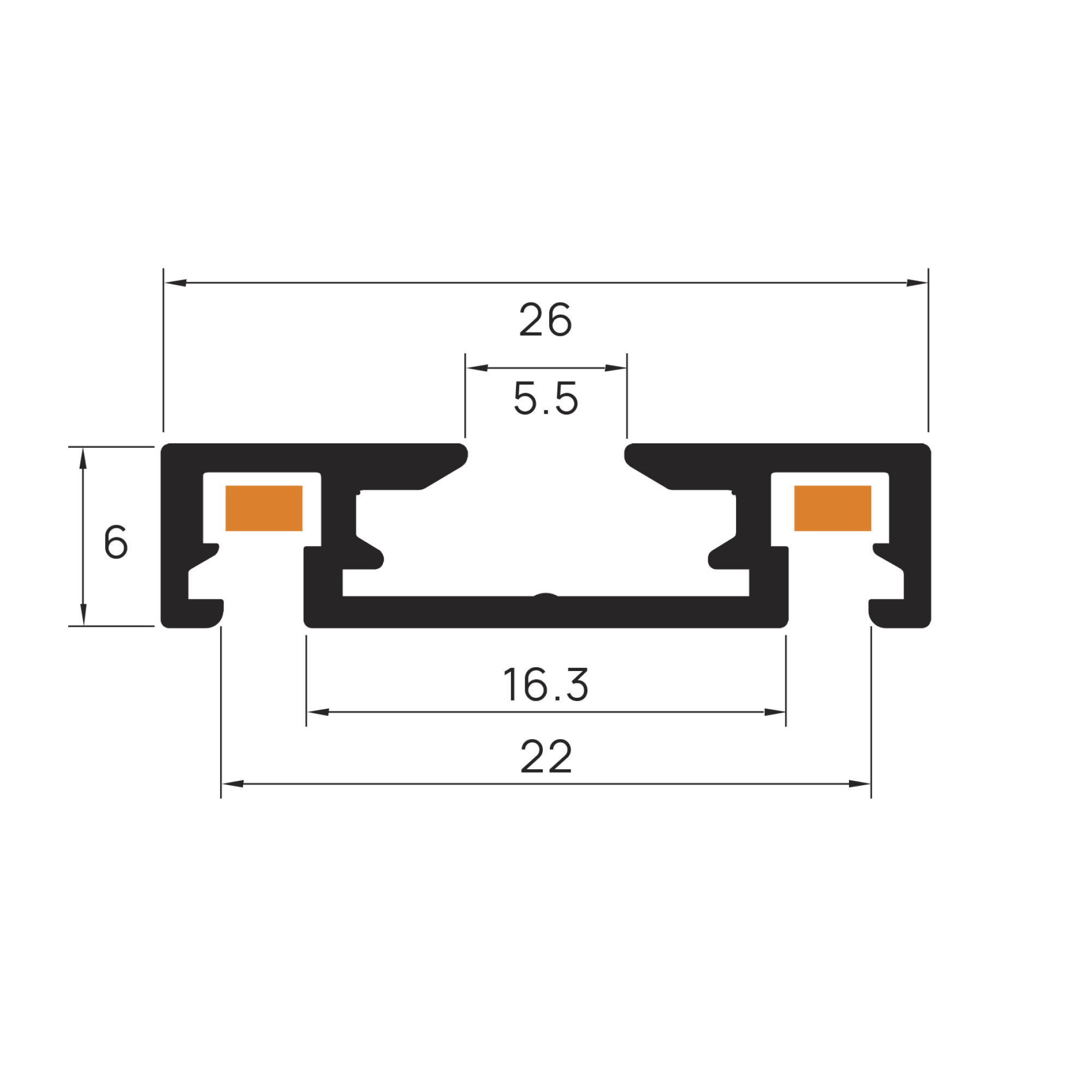 Шинопровод 1фаза накладной Ultra Thin 24/48В для магнитных треков Чёрный 2м SignImpress