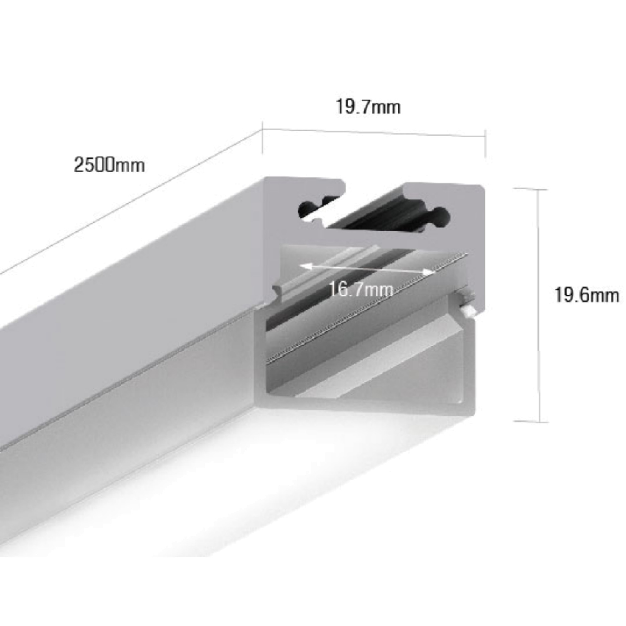 Профиль подвесной/накладной алюминиевый LS.1911K (2.5м) SWG