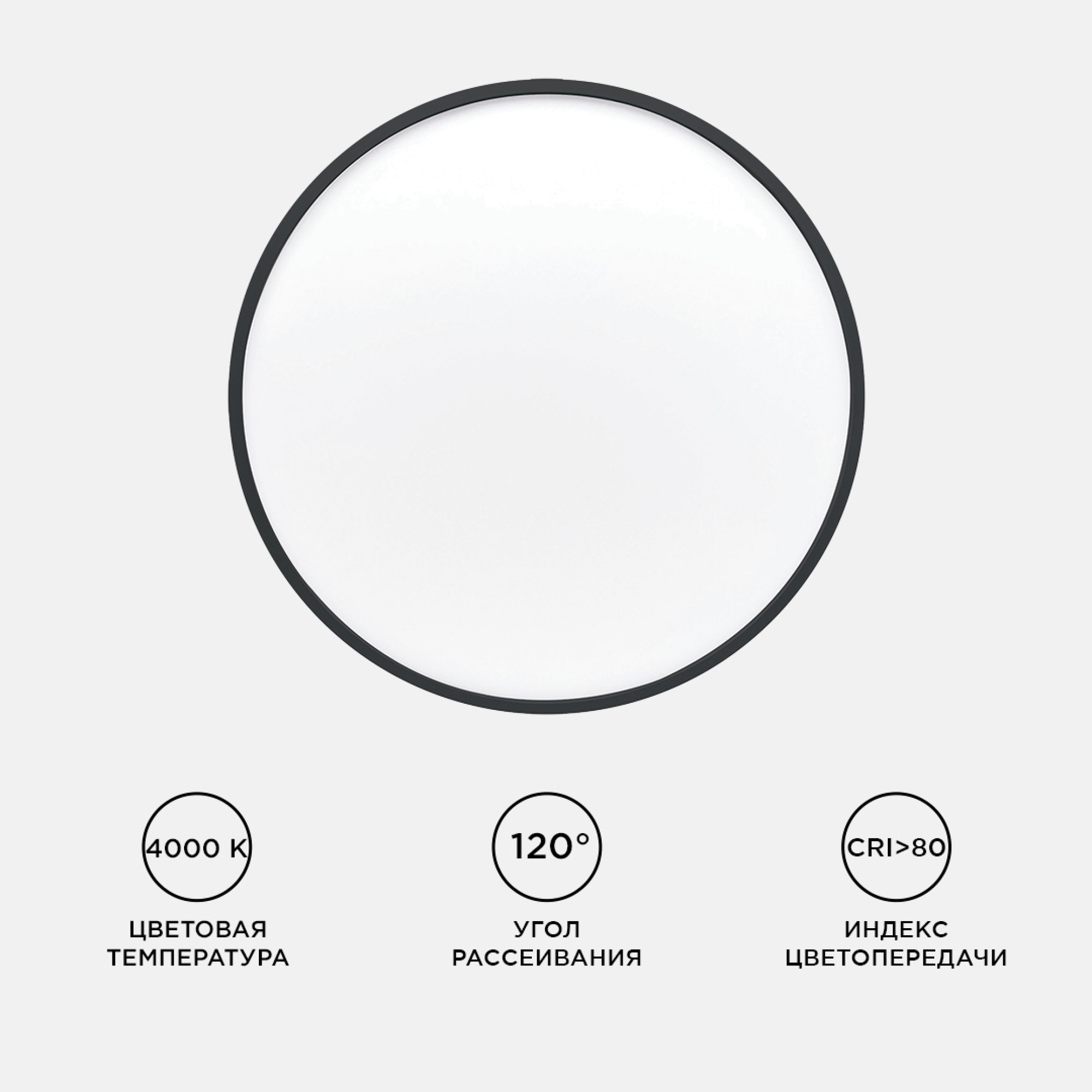 Светильник светодиодный накладной, SPIN, 48Вт, 230В/50Гц, 4800Лм, 4000К, IP40, ø500х25, чёр Apeyron