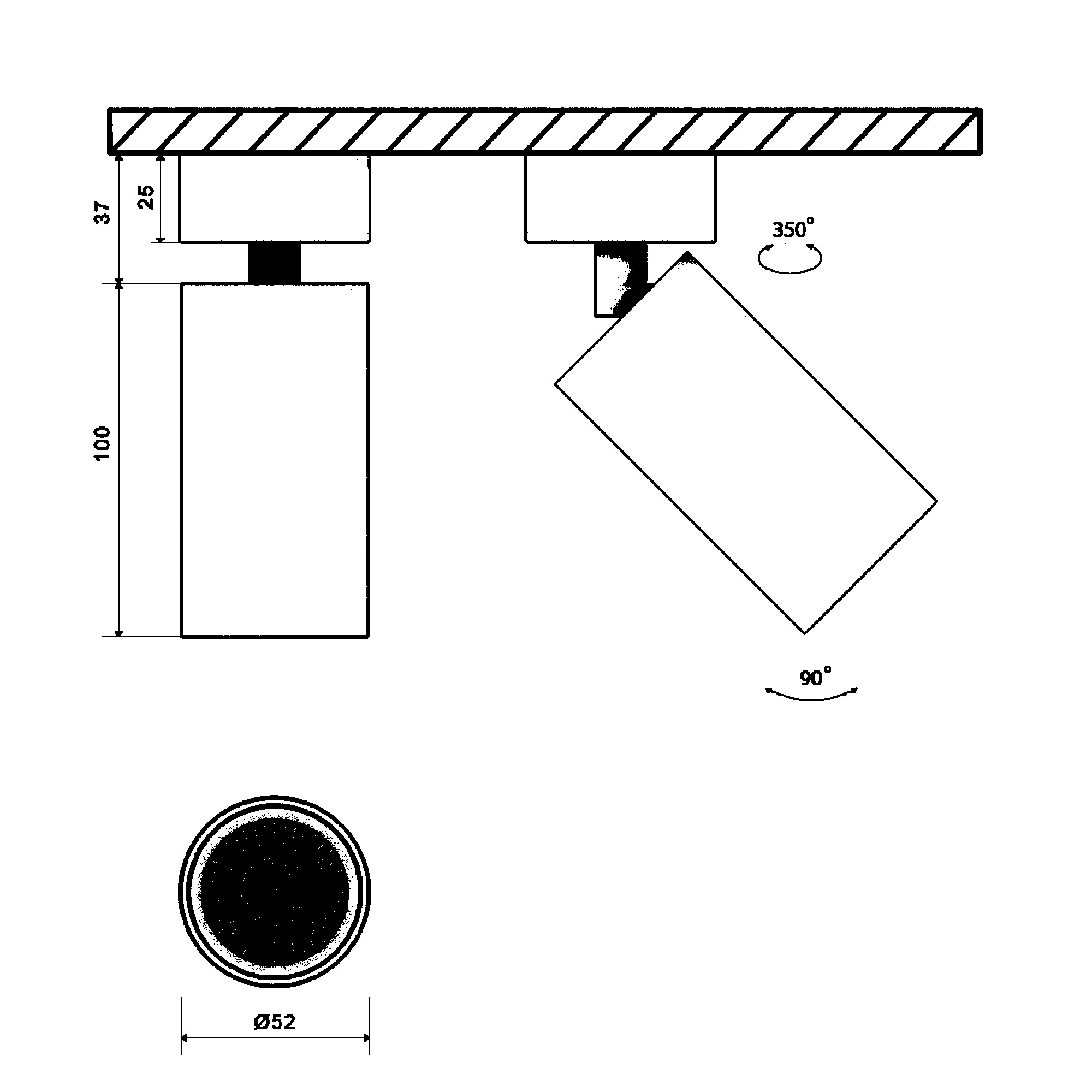 Крепление сменное М3 MINI VILLY, поворотное накладное, цвет черный SWG