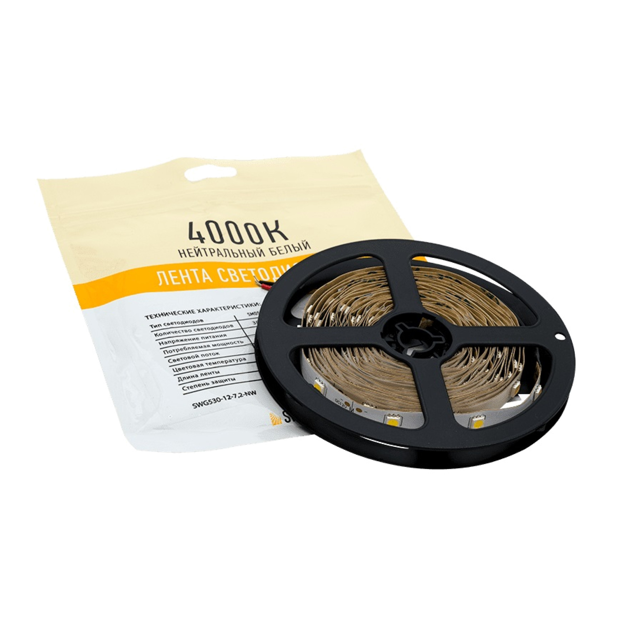 Лента светодиодная стандарт SMD5050 30LED/м 7,2Вт/м 12В IP20 Цвет:Нейтральный белый (1метр) 3М SWG
