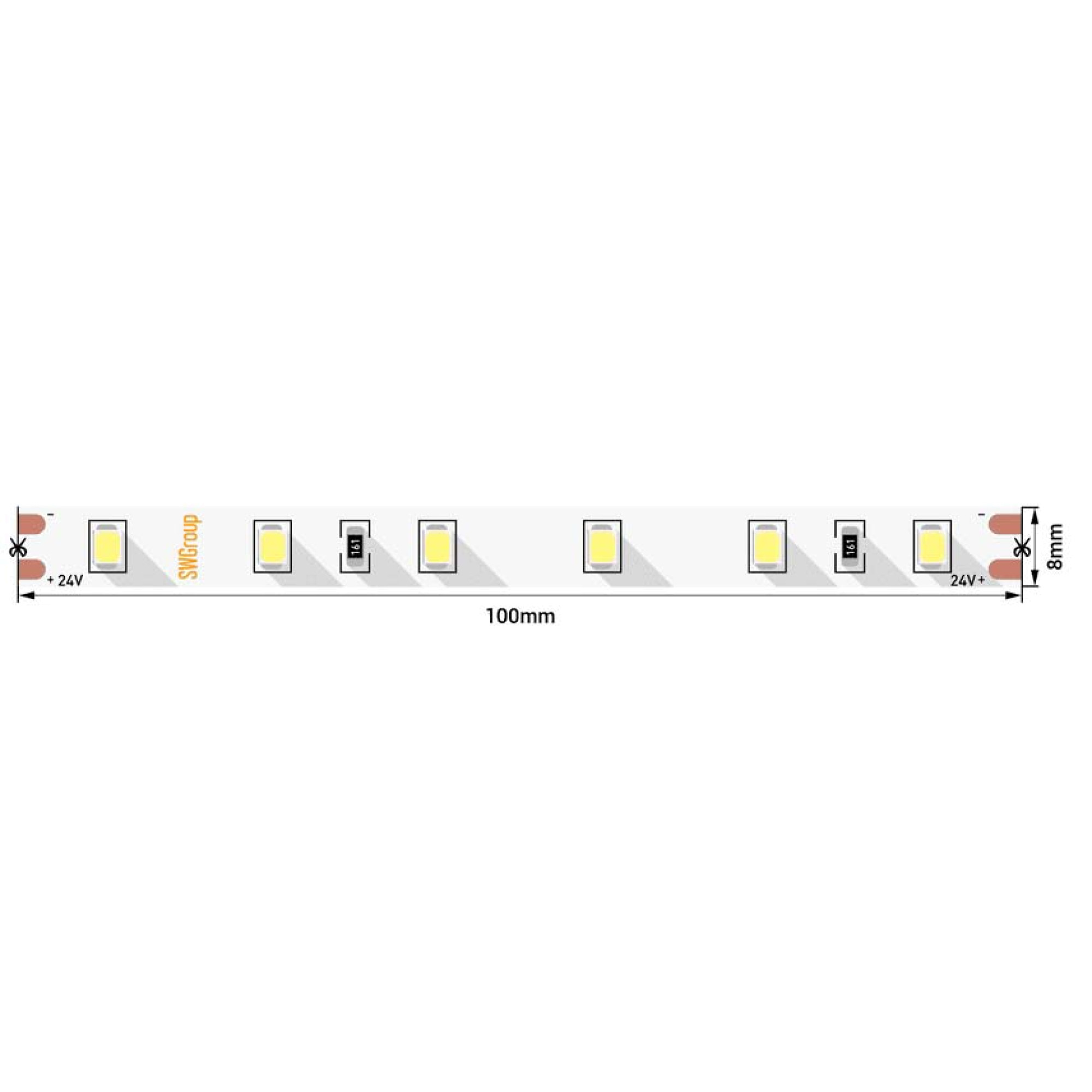 Лента светодиодная ПРО 2835, 60 LED/м, 4,8Вт/м, 24В, IP20, Цвет: Холодный белый (1метр) SWG