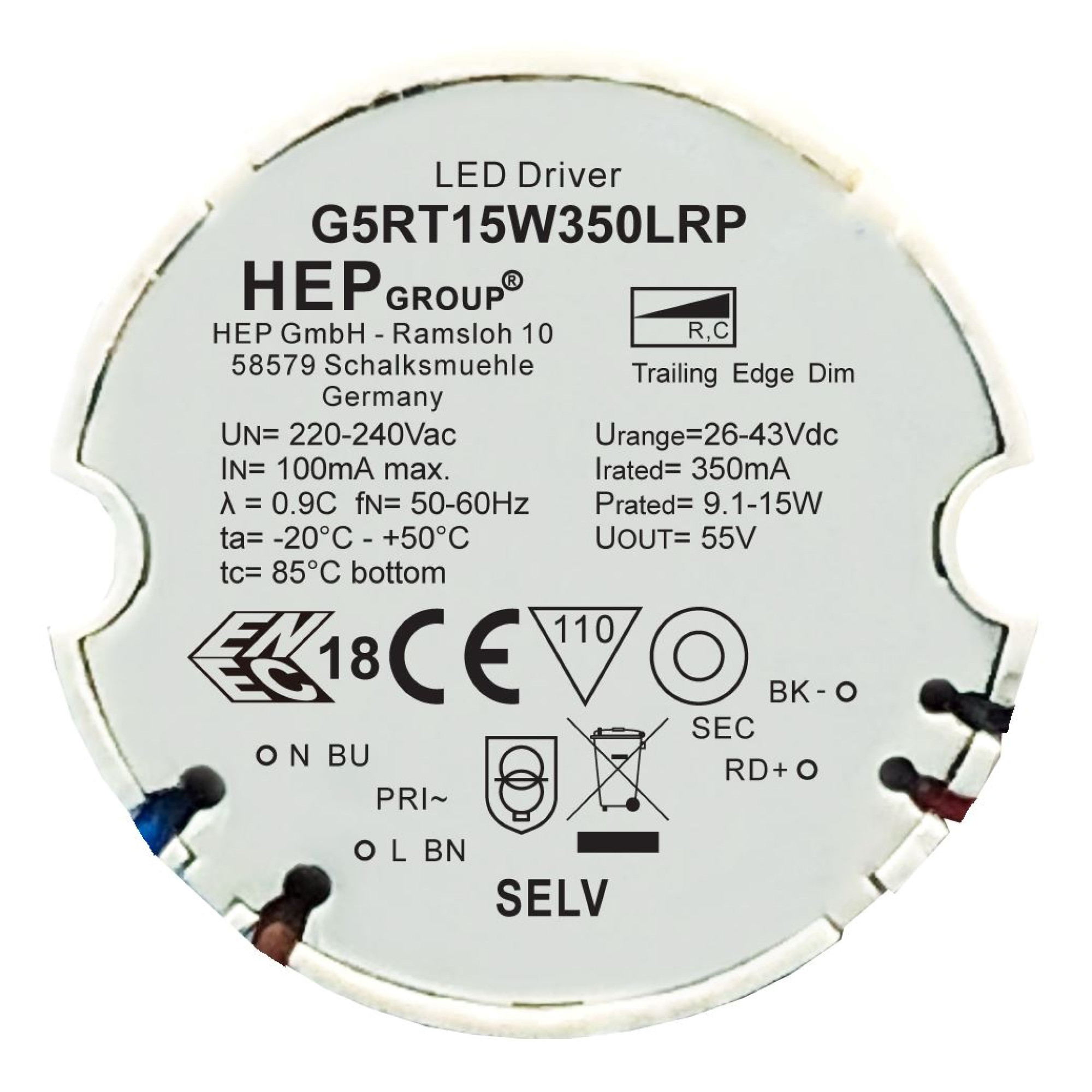 Драйвер диммируемый VL-DRV-R-DIM, 15Вт, 350мА SWG