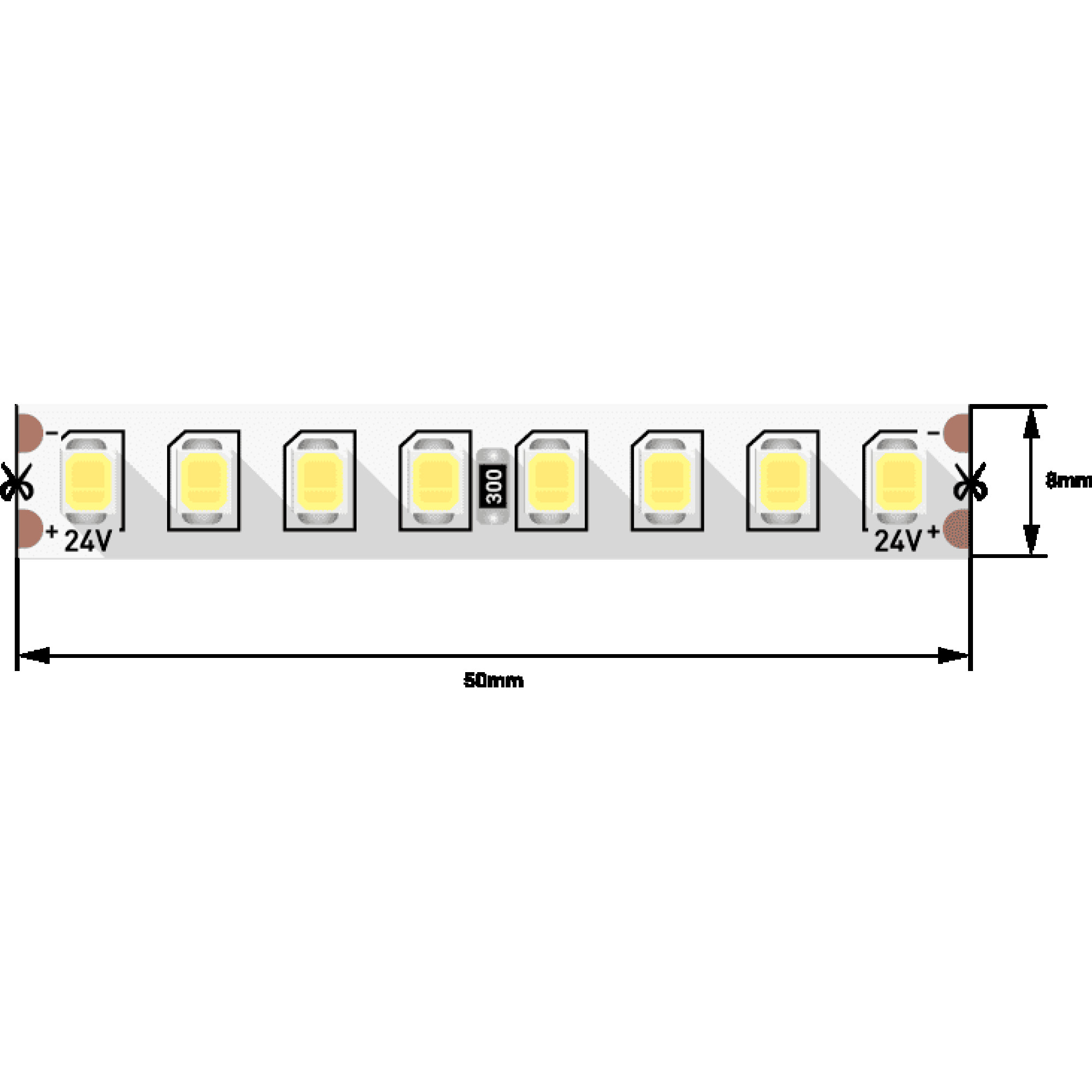 Лента светодиодная ПРО SMD2835 160LED/м 14,4Вт/м 24В IP20 Цвет:Холодный белый (1метр) SWG