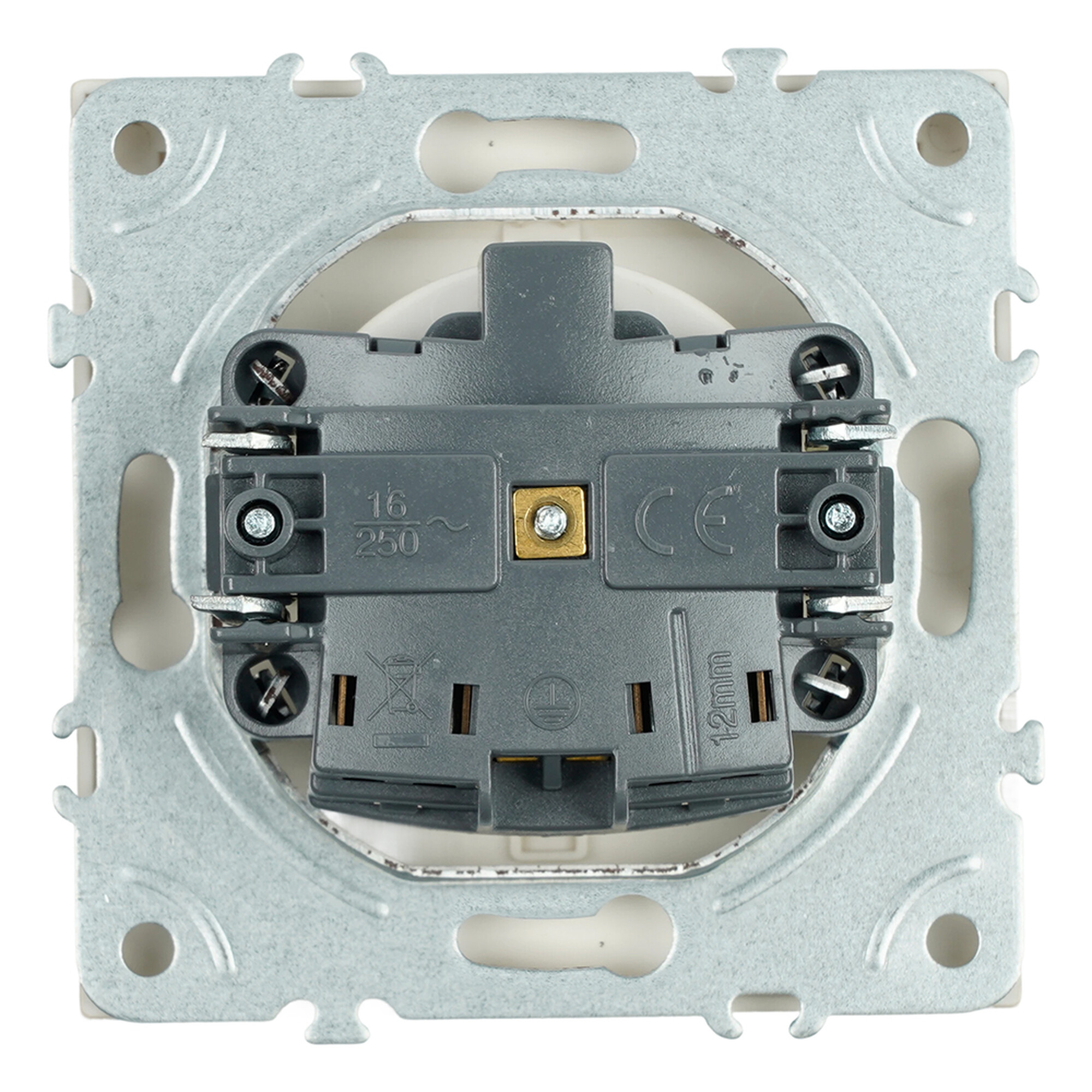 Розетка 1-местная с крышкой с защ. штор с/з, IP42, 250В, 16А, серия Эмили, RST16-5112-08, кашемир, soft touch