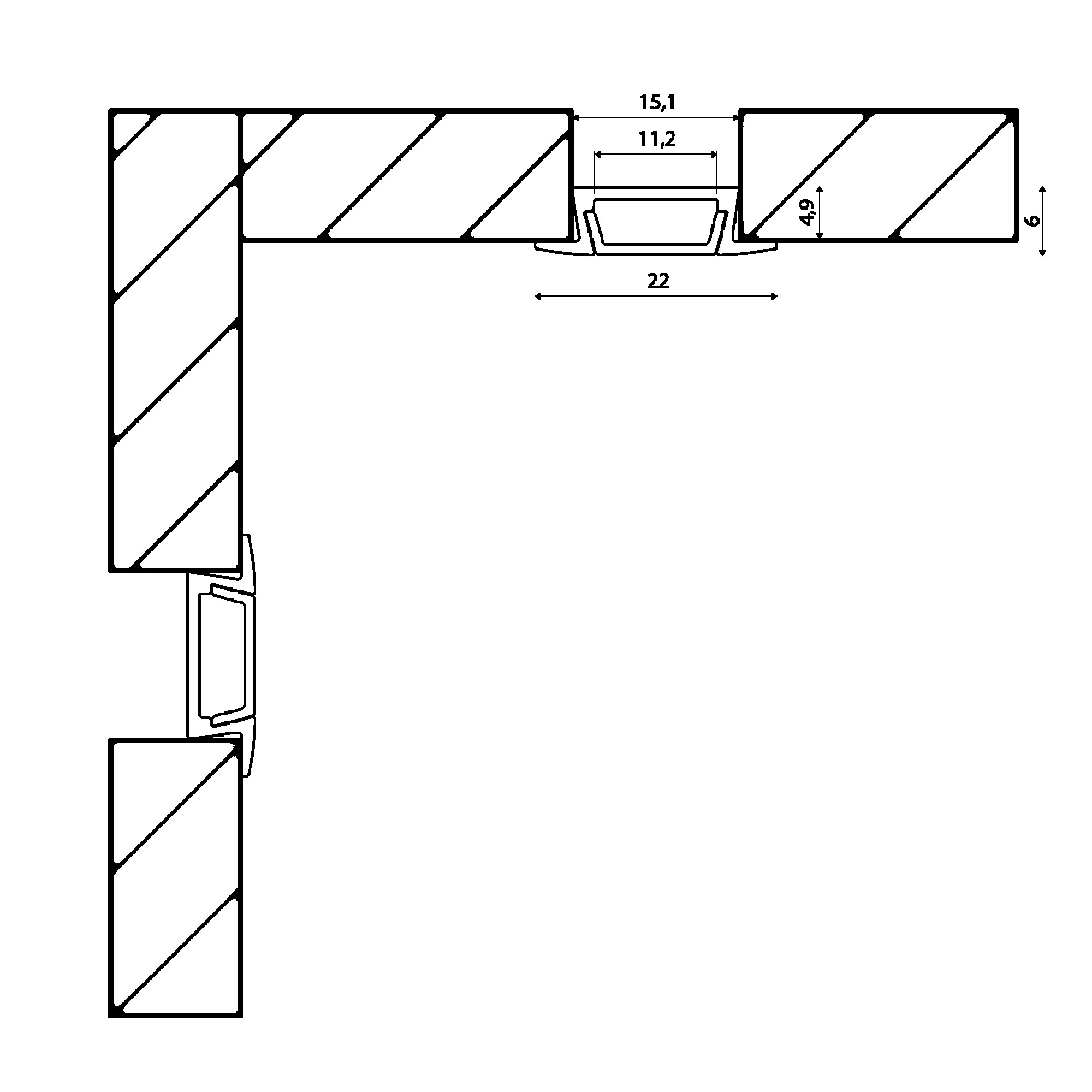 Профиль встраиваемый алюминиевый RC-2206 2м (Комплект) SWG