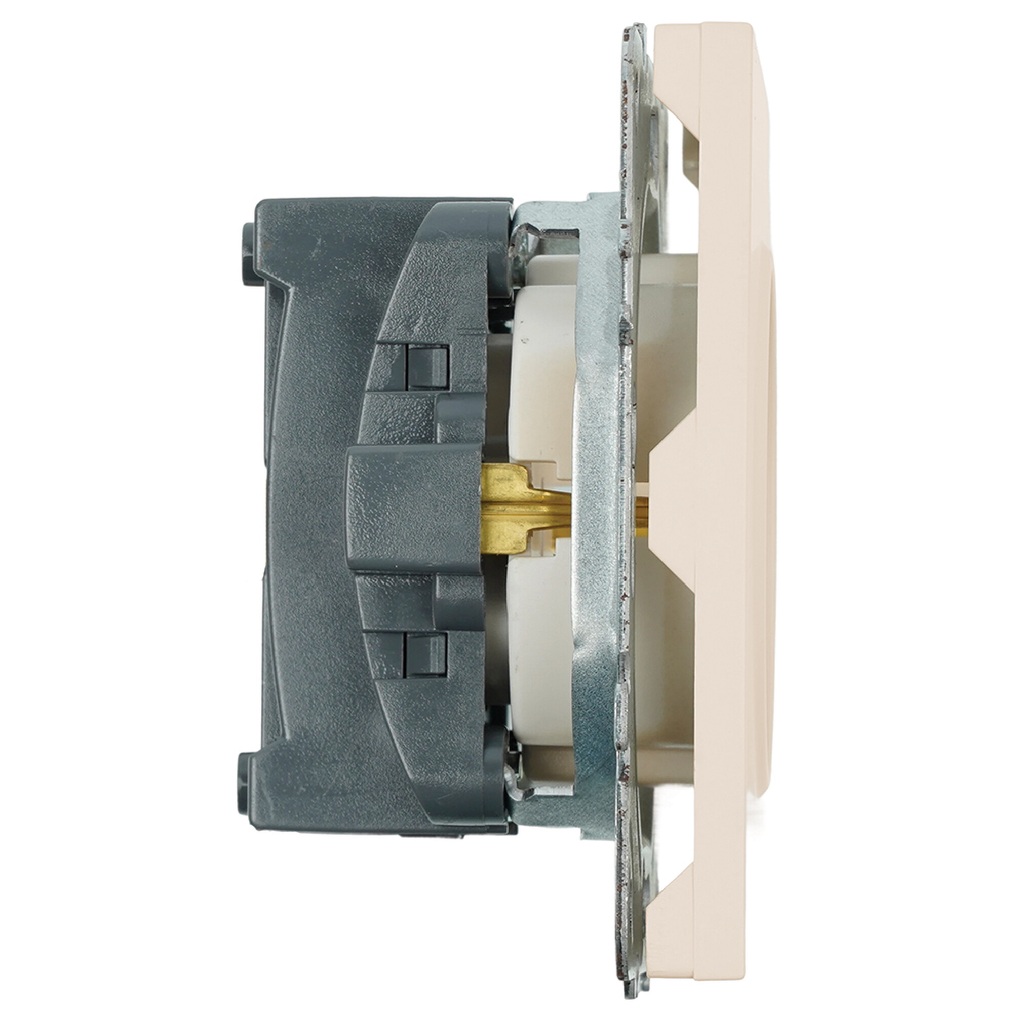 Розетка 1-местная с защитной шторкой с/з (механизм), 250В, 16А, серия Эмили, RST16-5110-08, кашемир, soft touch