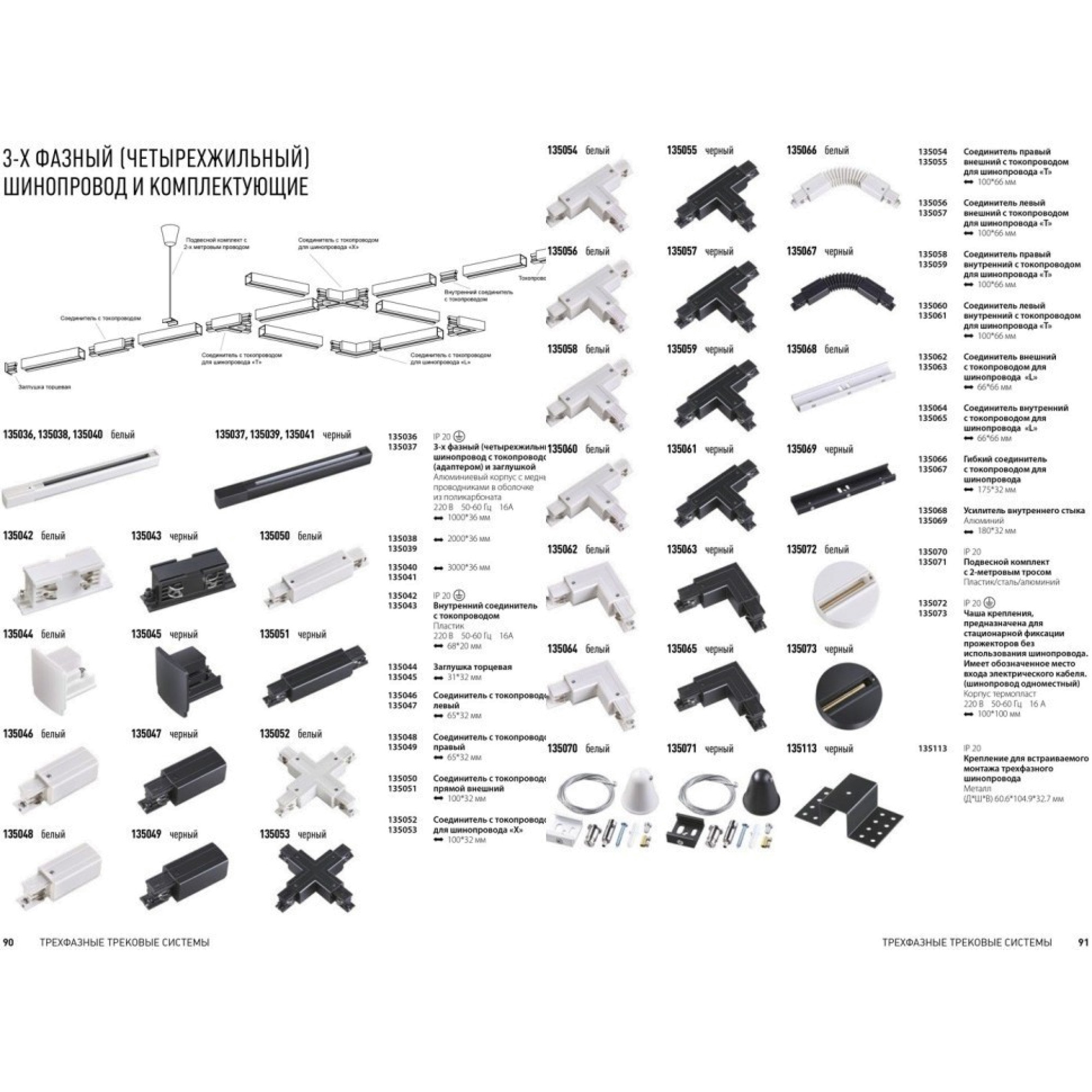 Соединитель Т правый внутренний с токопроводом для трехфазного шинопровода Port Novotech