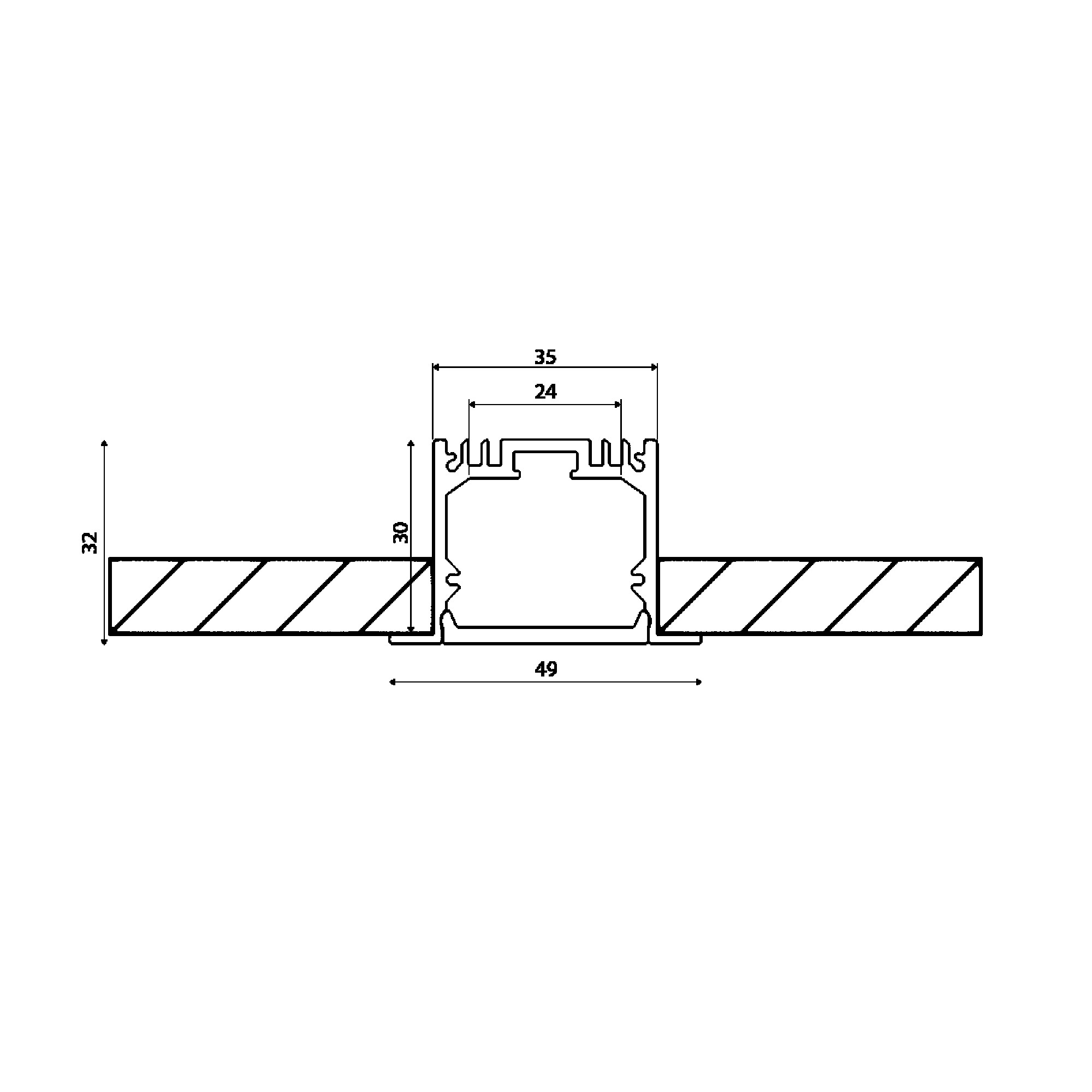 Профиль встраиваемый алюминиевый LE.4932 (2.5м) SWG