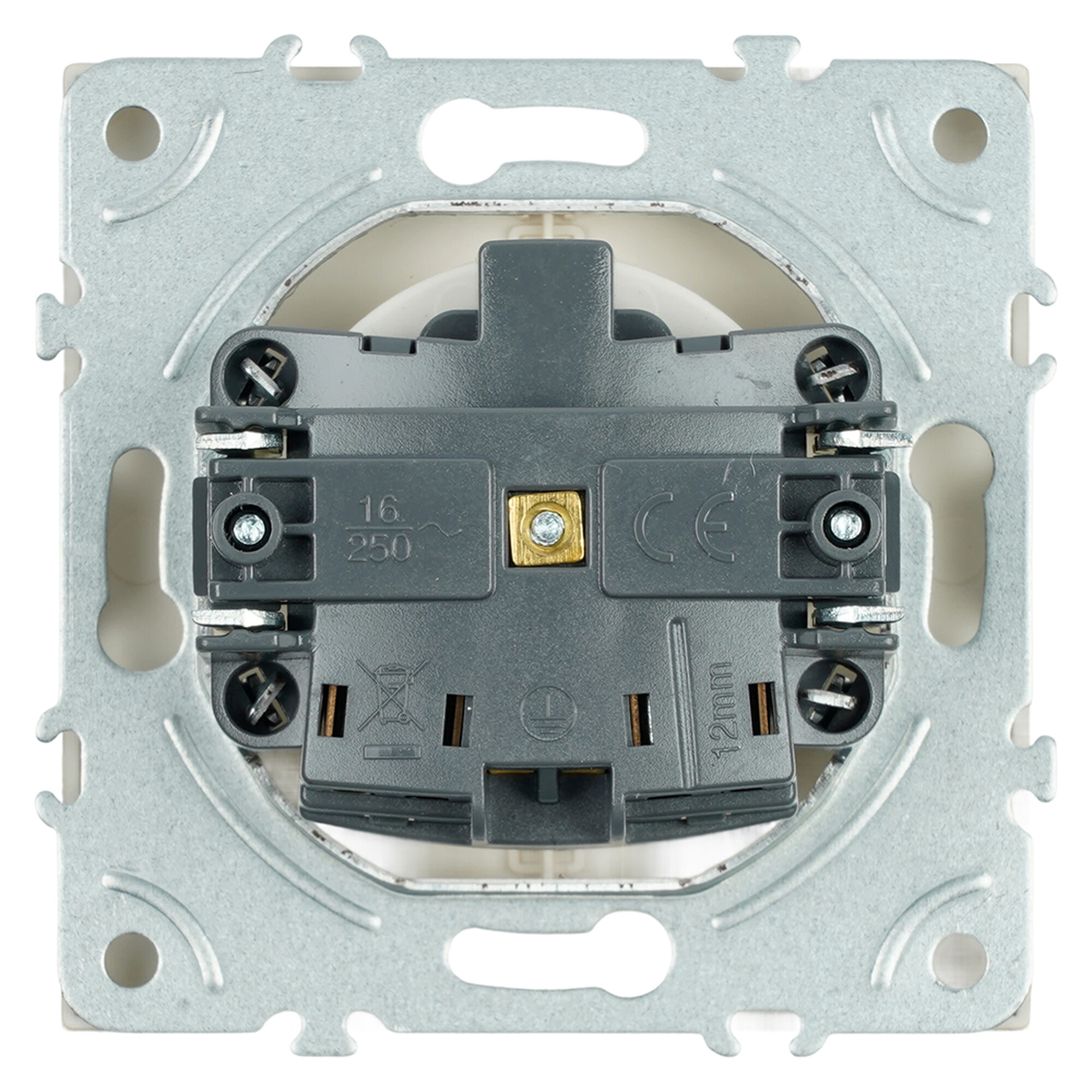 Розетка 1-местная с защитной шторкой с/з (механизм), 250В, 16А, серия Эмили, RST16-5110-08, кашемир, soft touch