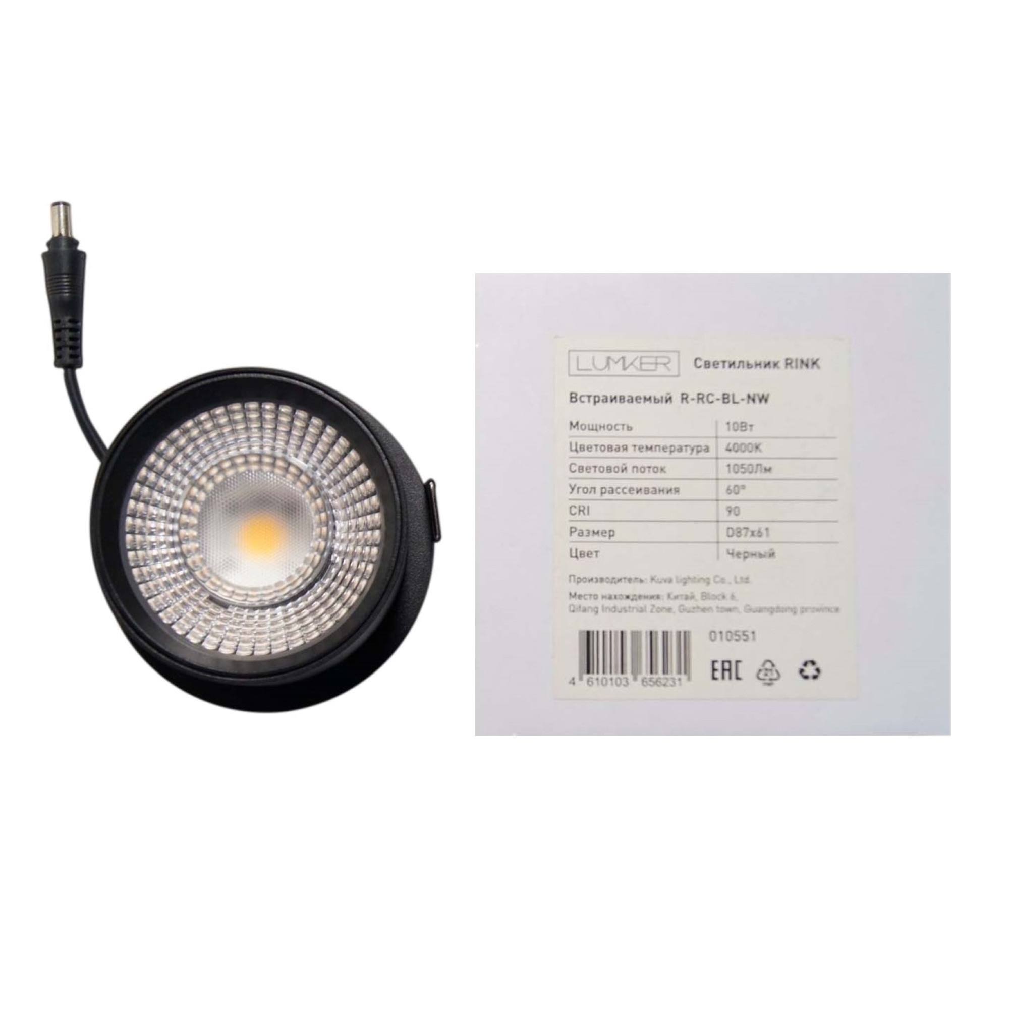 Встраиваемый светильник 10W Черный 4000К R-RC-BL-NW SWG