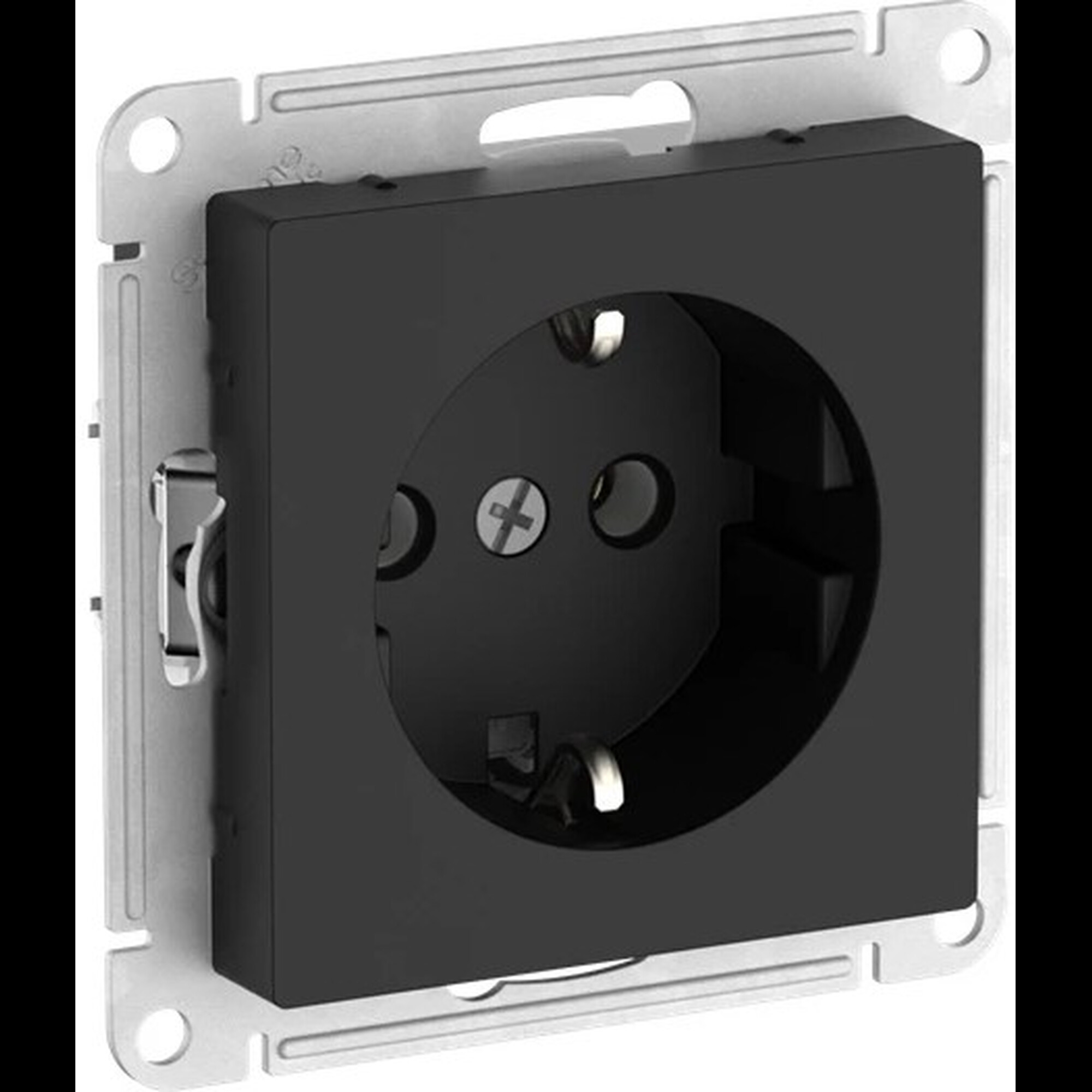 ATLASDESIGN РОЗЕТКА с заземлением, 16А, мех., быстрозажимные клеммы., КАРБОН