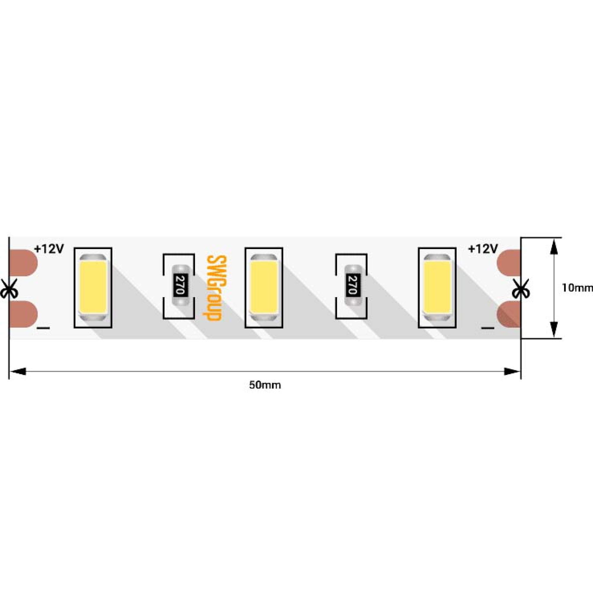Лента светодиодная стандарт SMD5630 60LED/м 12Вт/м 12В IP20 Цвет: Теплый (1метр) SWG