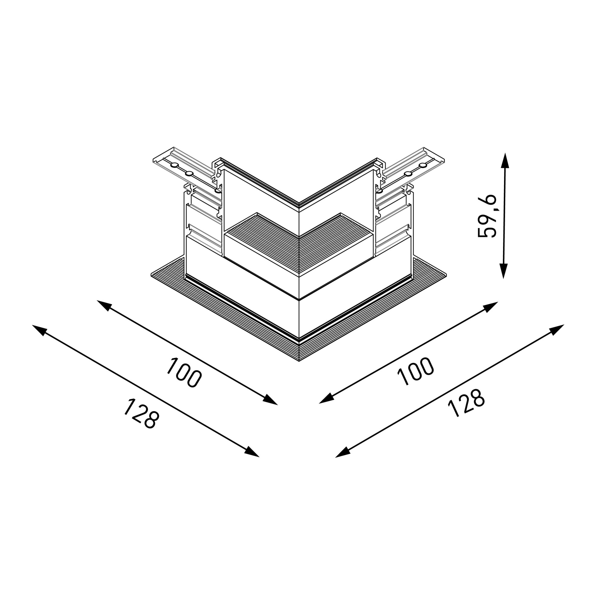 Коннектор угловой для встраиваемого глубокого шинопровода под гипсокартон, серия SY-LINK, Черный SWG