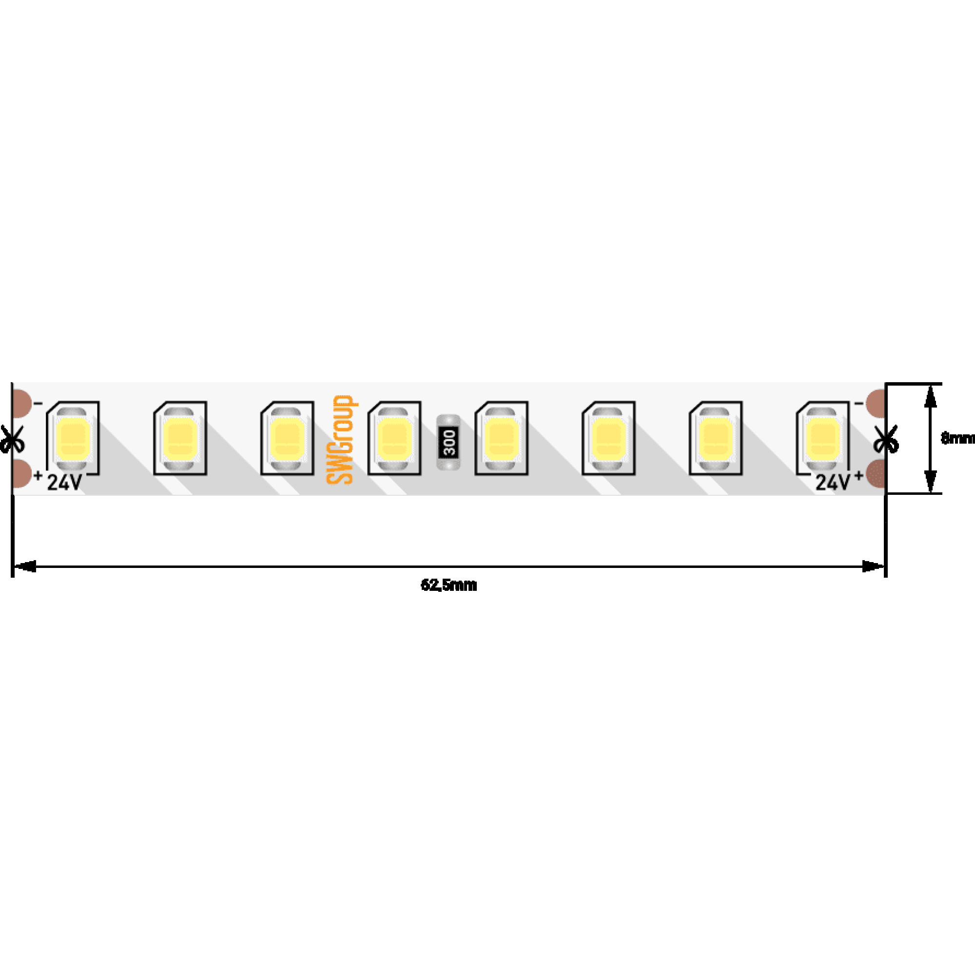 Лента светодиодная ПРО SMD2835 128LED/м 11,5Вт/м 24В IP20 Цвет:Нейтральный белый(1метр) SWG