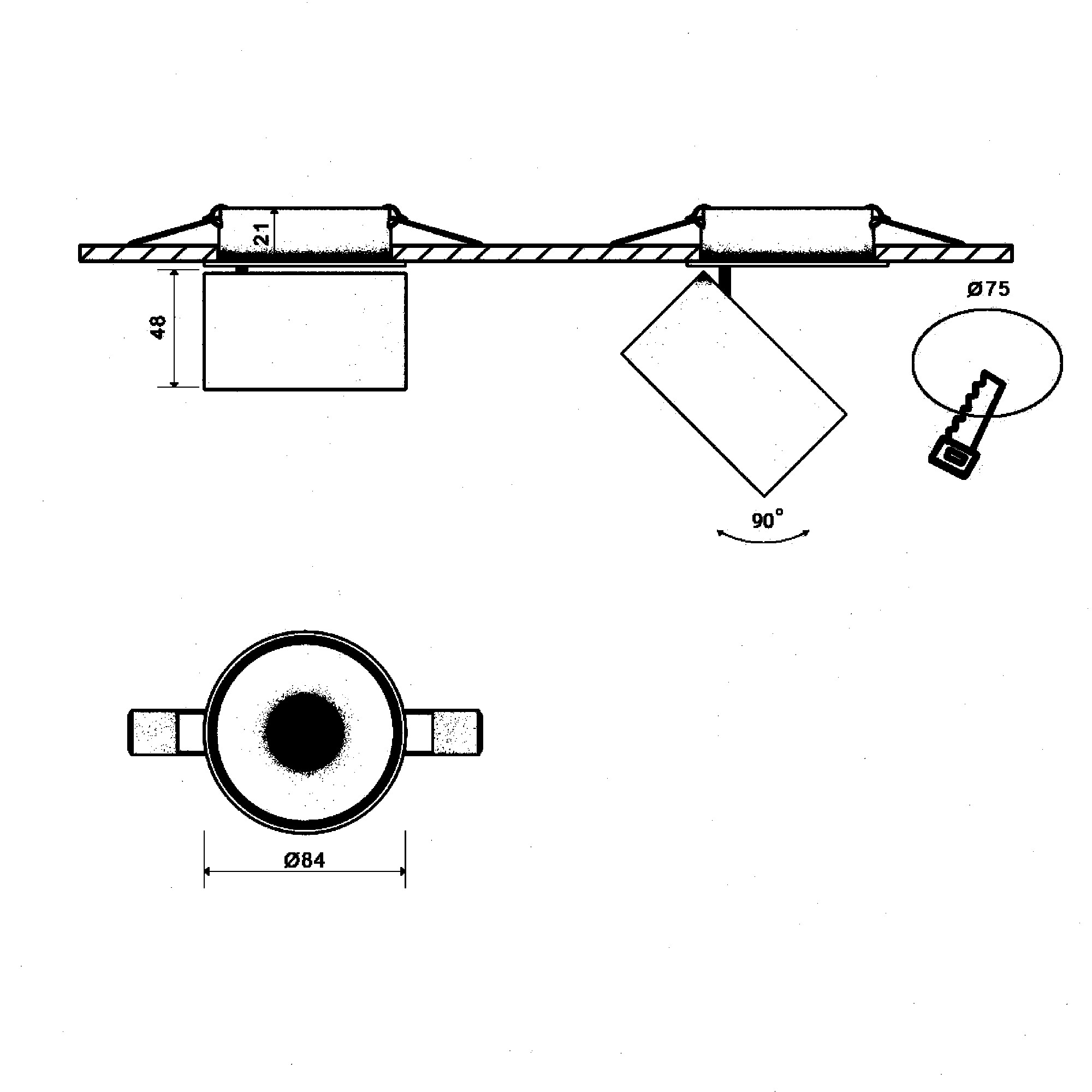 Светильник встраиваемый наклонно-поворотный LK, Белый, 15Вт, IP20, 3000К SWG