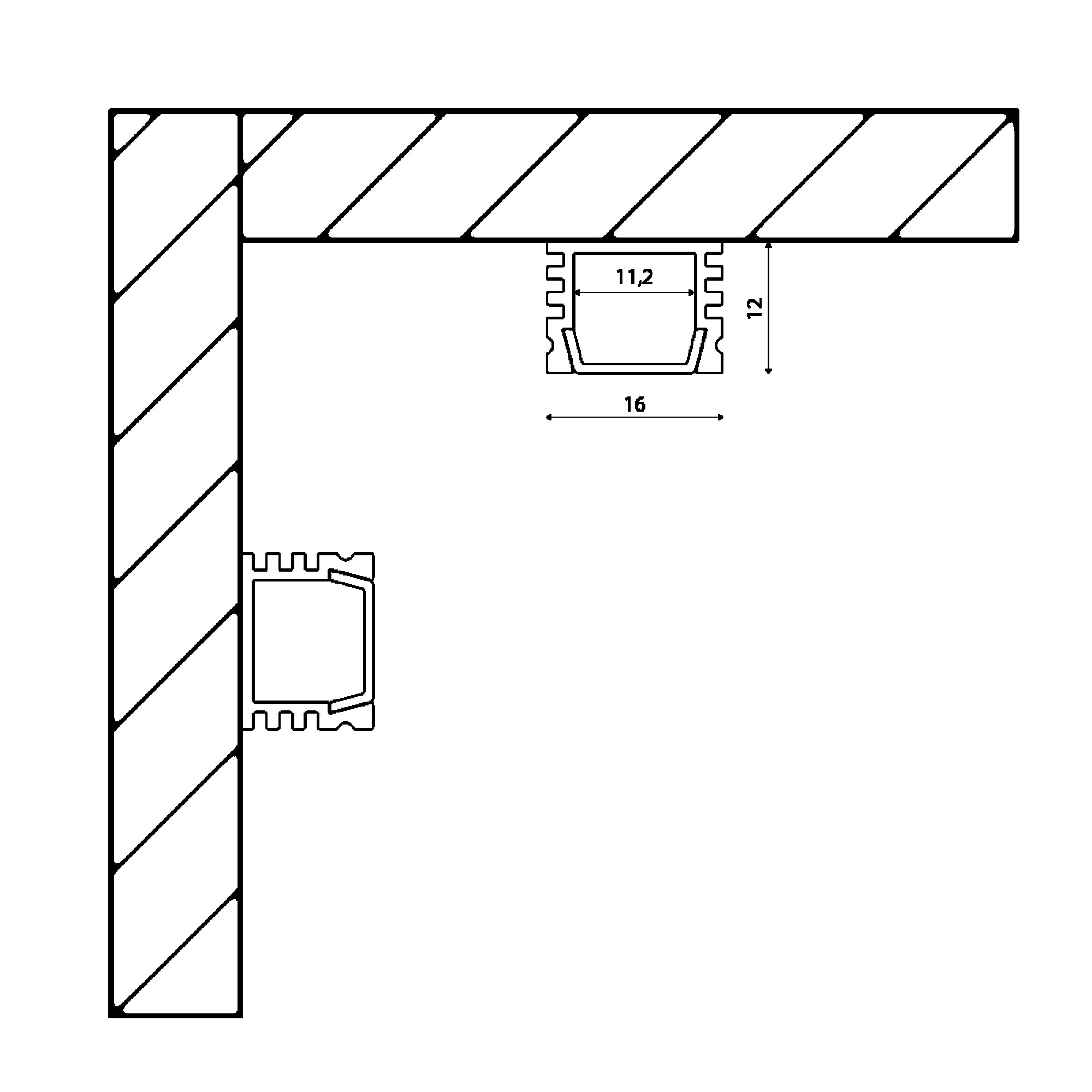 Профиль накладной алюминиевый SF-1612 (2м) (комплект) SWG