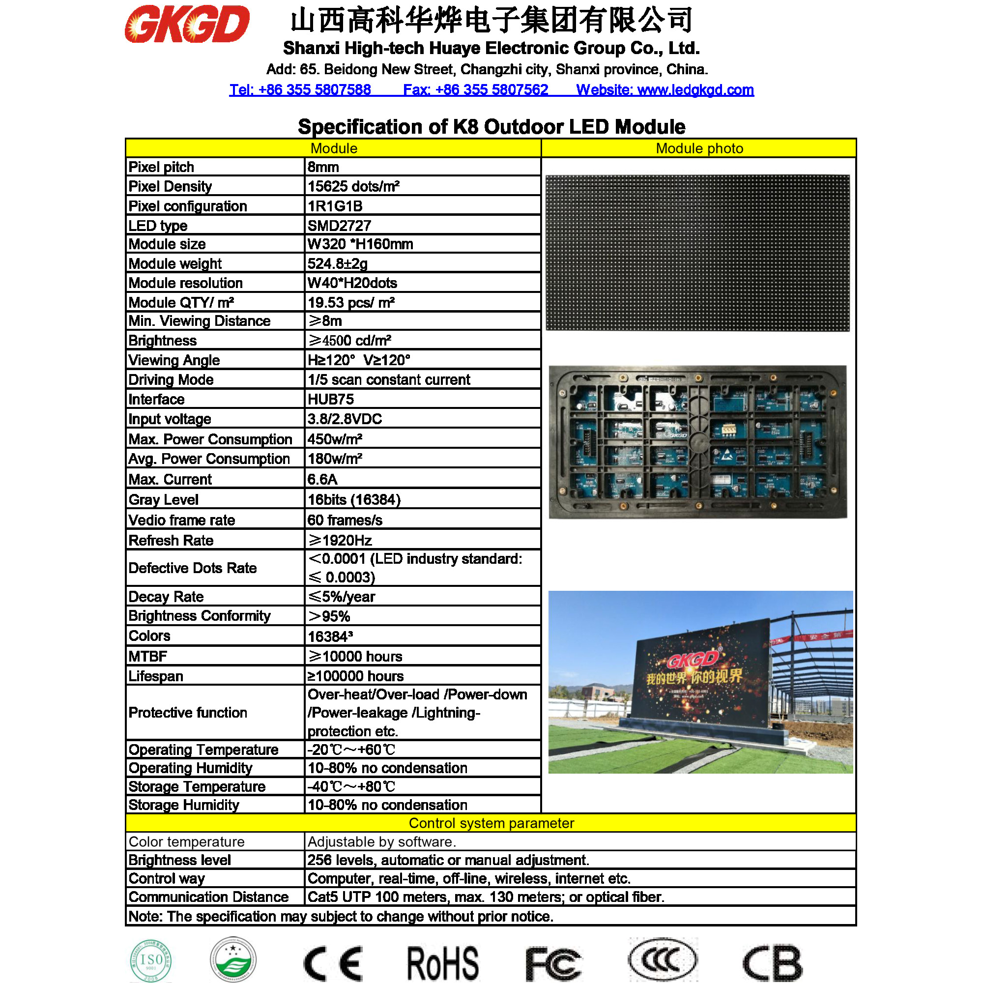 Модуль светодиодный Outdoor K8 SMD2727 RGB (320*160) GKJM10E-H208 GKGD