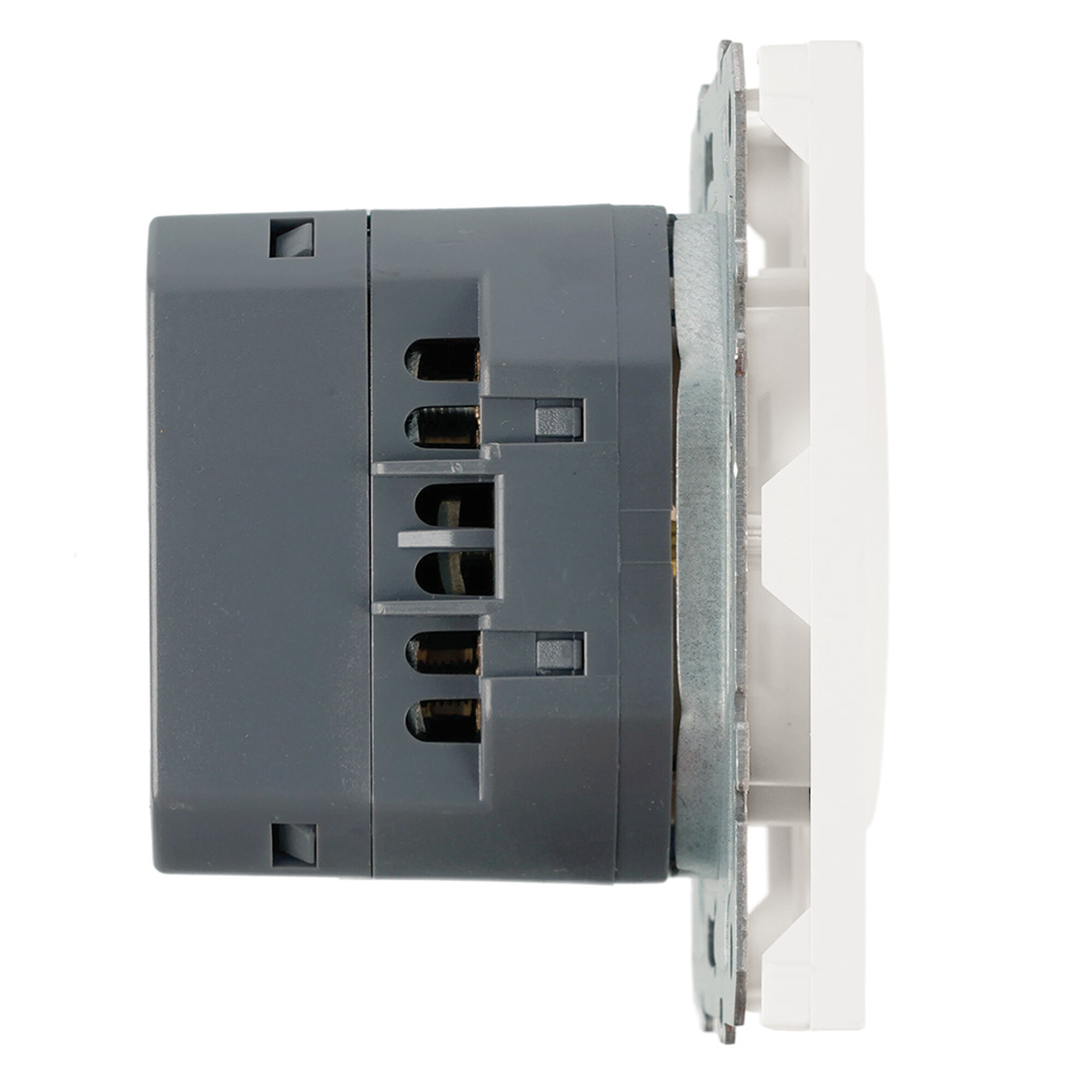 Розетка 1-местная з/ш с/з 16А + USB + Type C (механизм), 250В, 20W, серия Эмили, белый фарфор