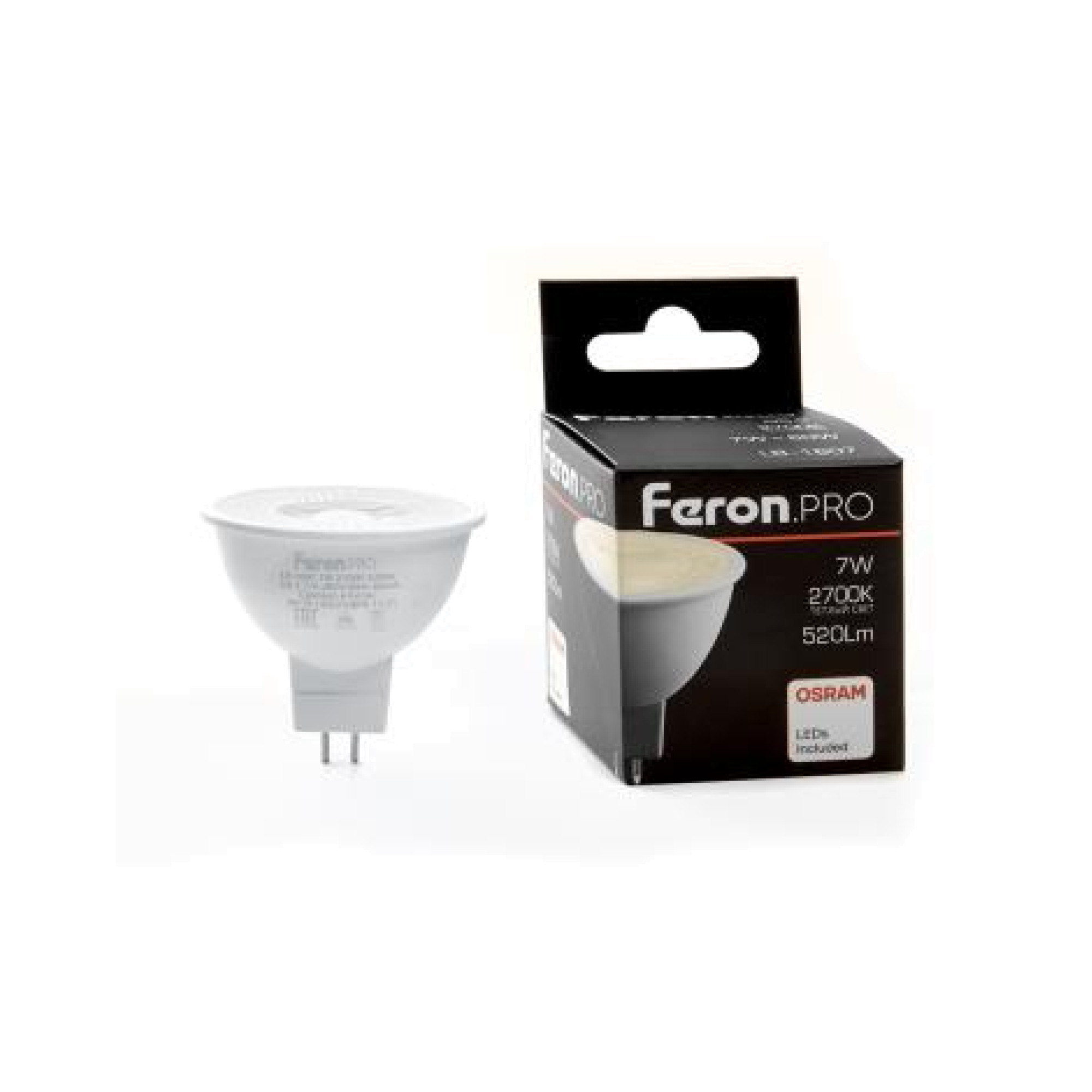 Лампа светодиодная (7W) 230V G5.3 2700K MR16 с линзой 110 градусов, LB-1607 Feron