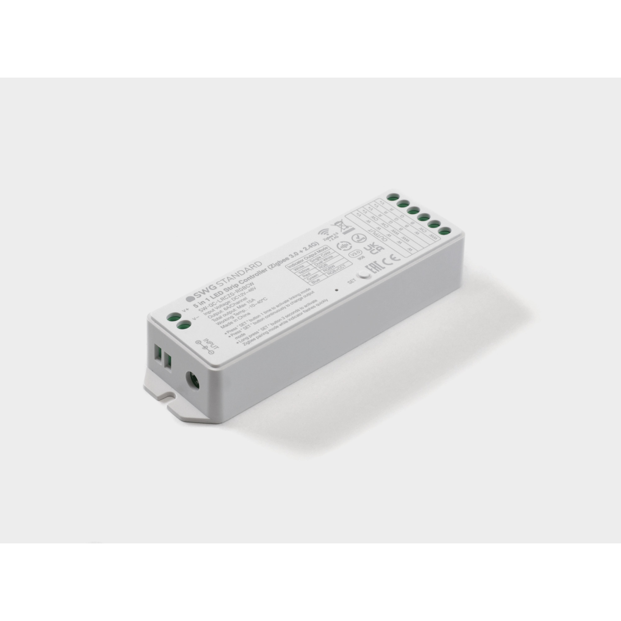 Контроллер Zigbee 5 в 1 (монохромный, CCT, RGB/RGBW, RGB+CCT), 16A 12/48В Quick Control SWG