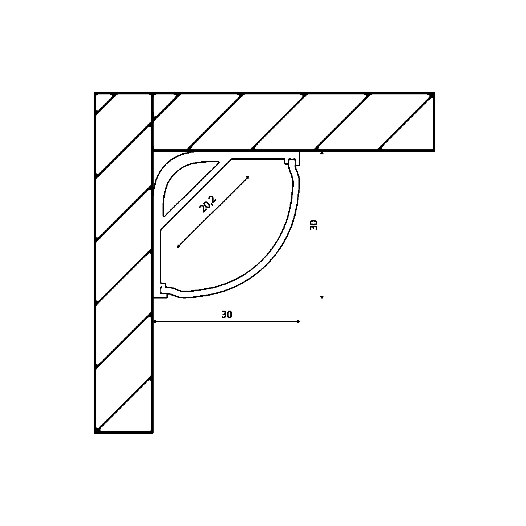 Профиль угловой накладной алюминиевый BEST SF-3030 (2м) (комплект) SWG