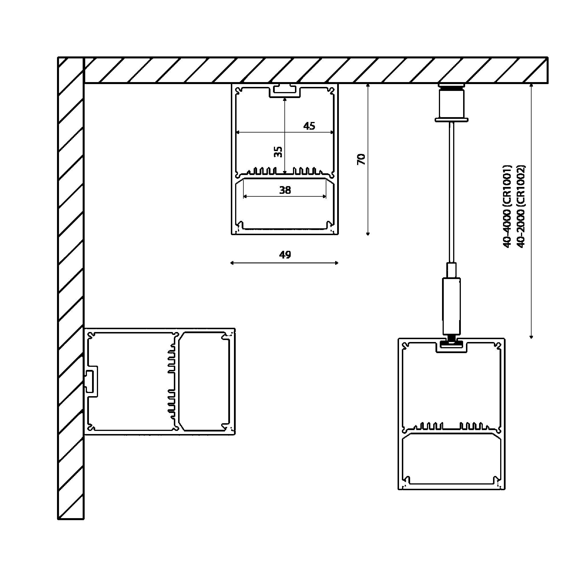 Профиль подвесной/накладной алюминиевый LS.4970, белый (2.5м) SWG