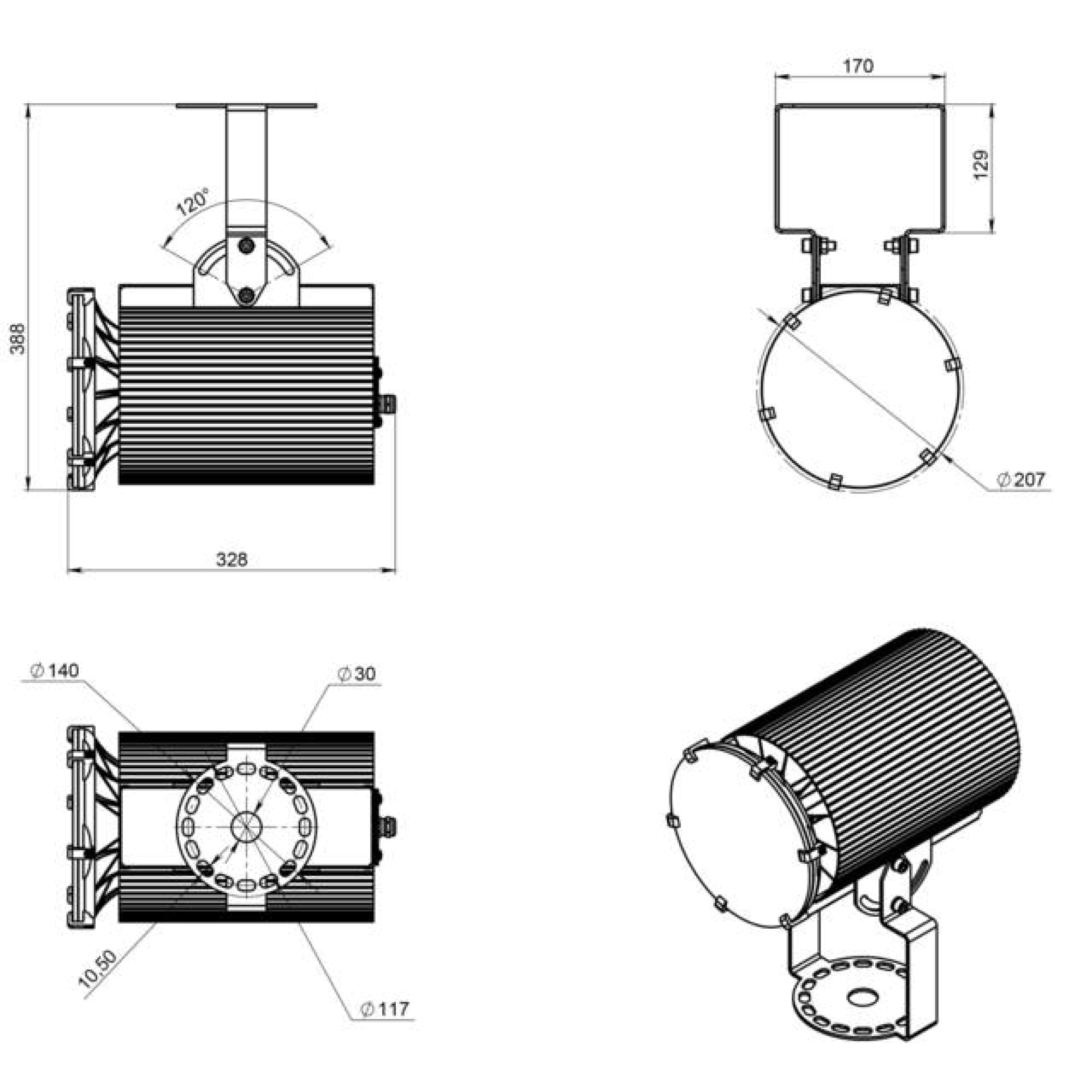 Светодиодный светильник промышленный для высоких потолков ДСП 01-135-850-Д120 Ферекс (распродажа)