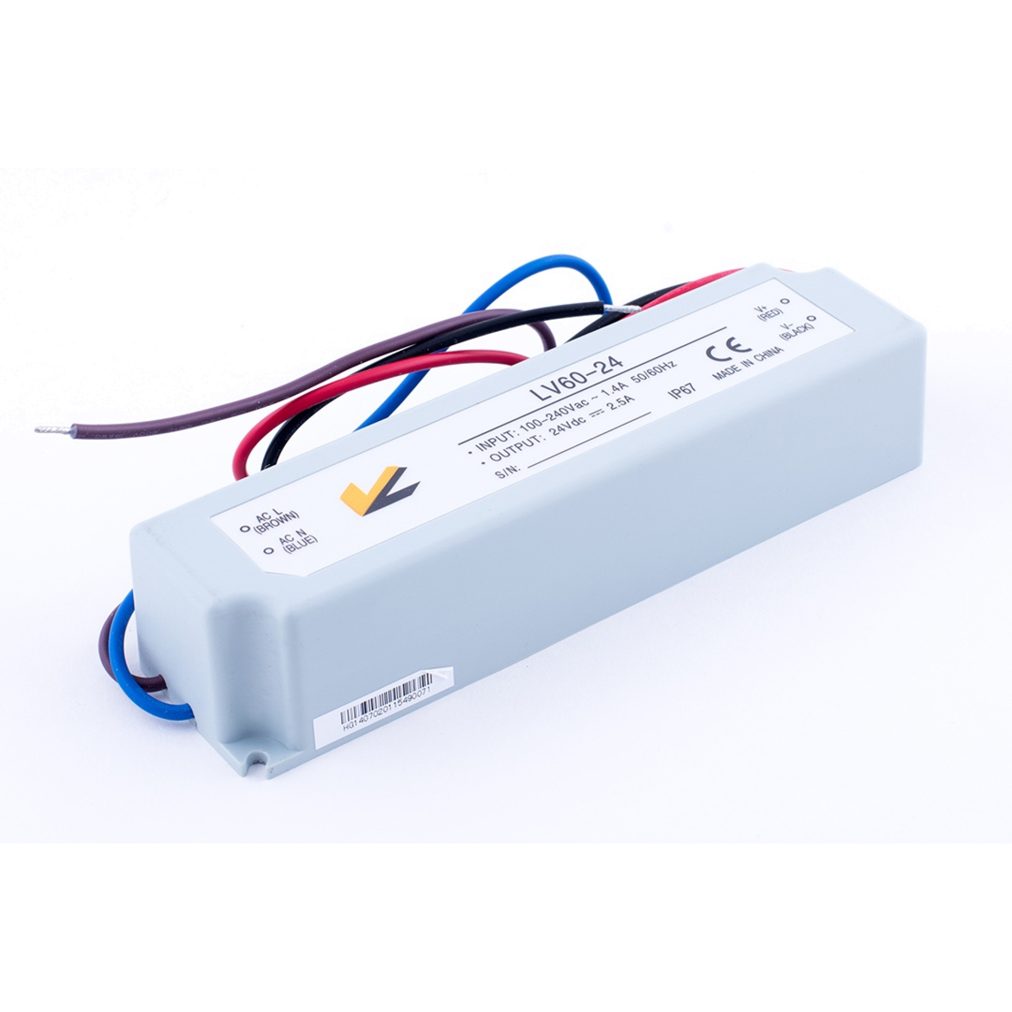Блок питания для ленты IP 67 пластик 60 W, 24V SWG