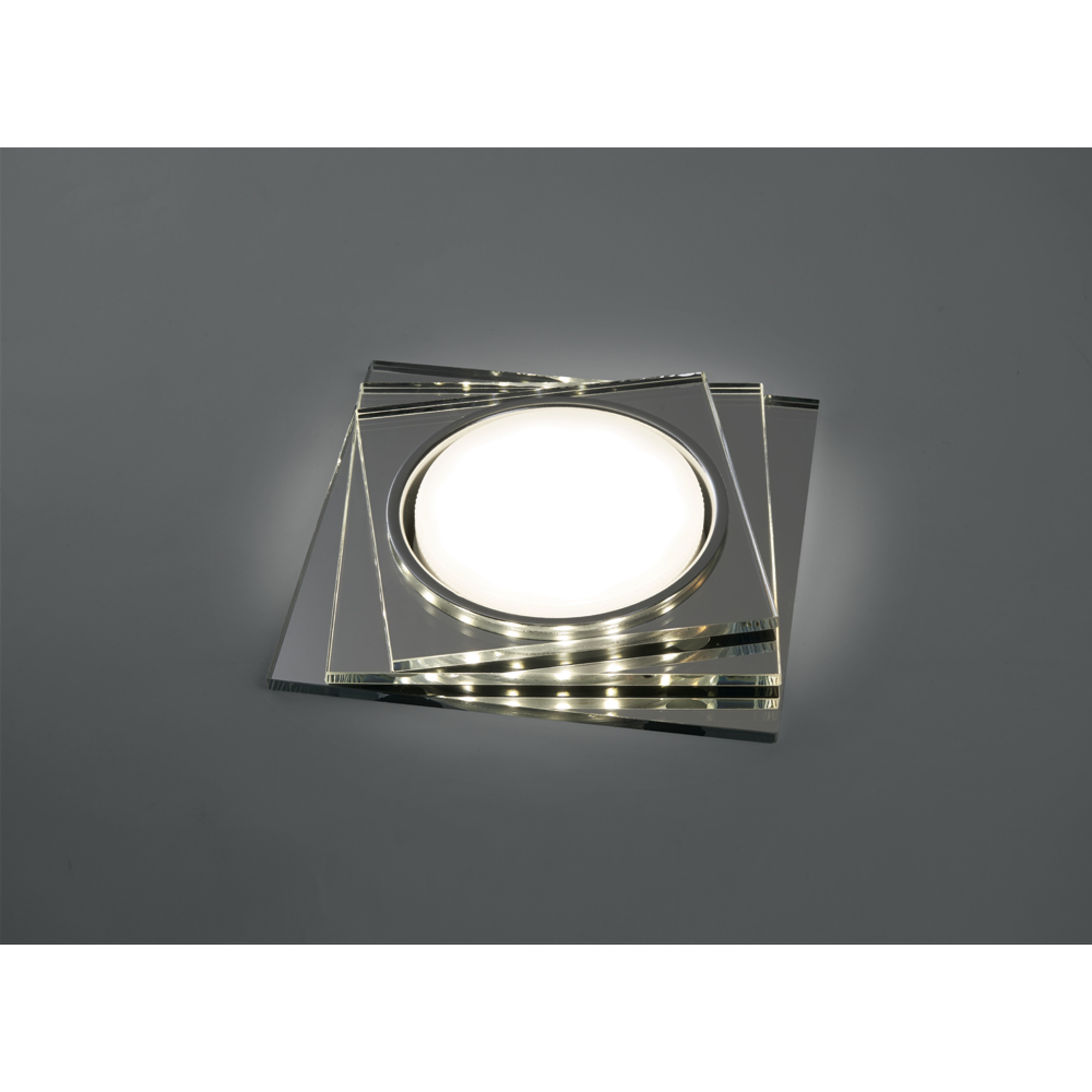 Светильник встраиваемый с подсветкой квадрат CD5024 GX53 4000K 15W прозрачный хром Feron