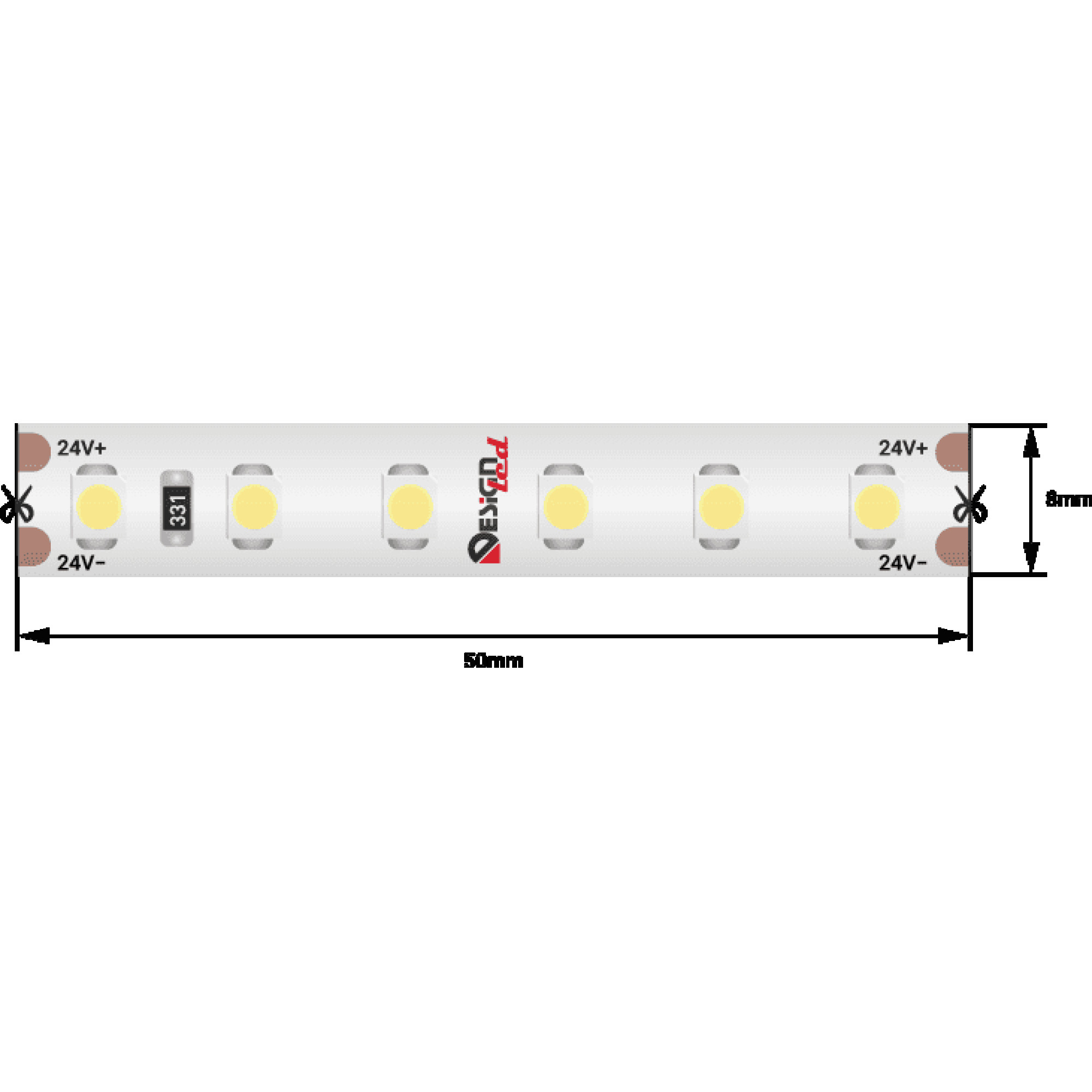 Лента светодиодная LUX3528 120LED/м 9,6Вт/м 24В IP65 Цвет:Теплый белый (2700K) (1метр) SWG
