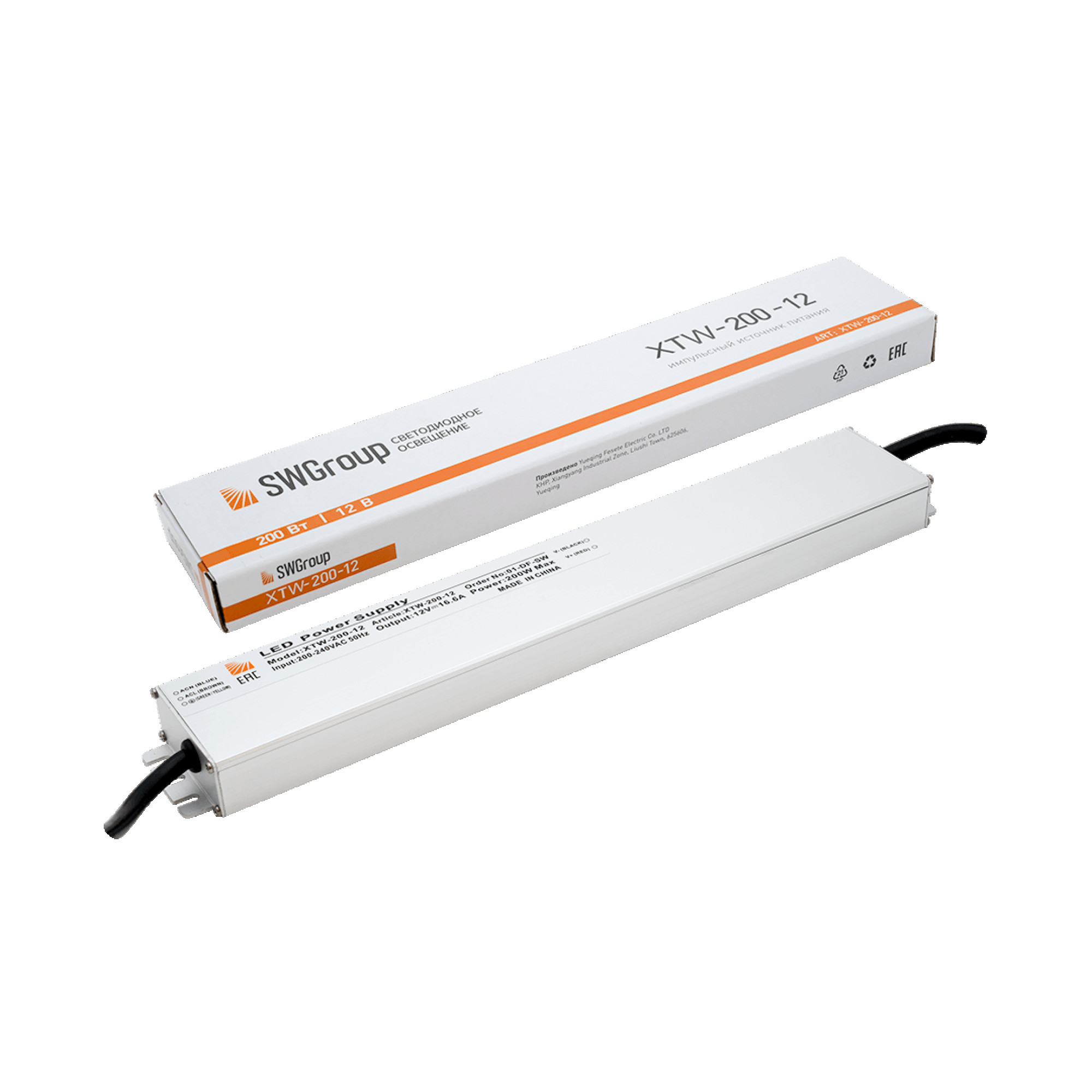 Блок питания ультратонкий в мет.ом корпусе IP67 200W 12V SWG