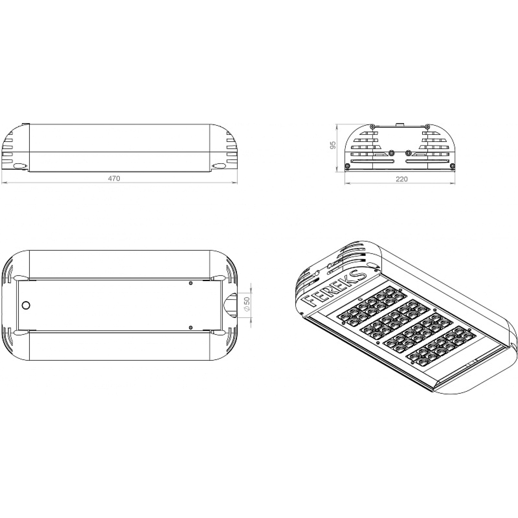 Светильник консольный ДКУ 07-104-850-Д120 (104 Вт, до 13509 Лм, 6 кг) Ферекс