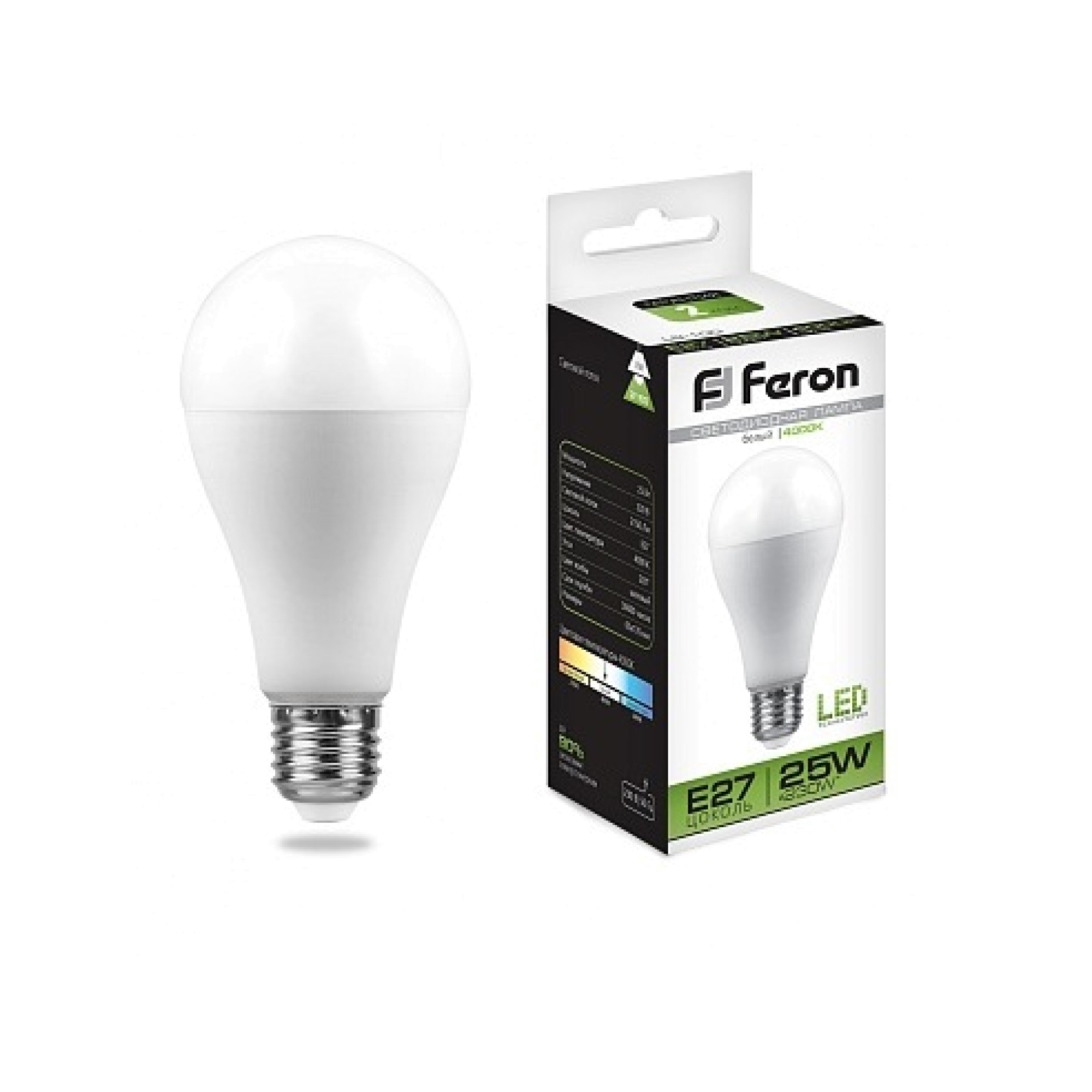 Лампа светодиодная LB-100 (25W) 230V E27 4000K A65 Feron