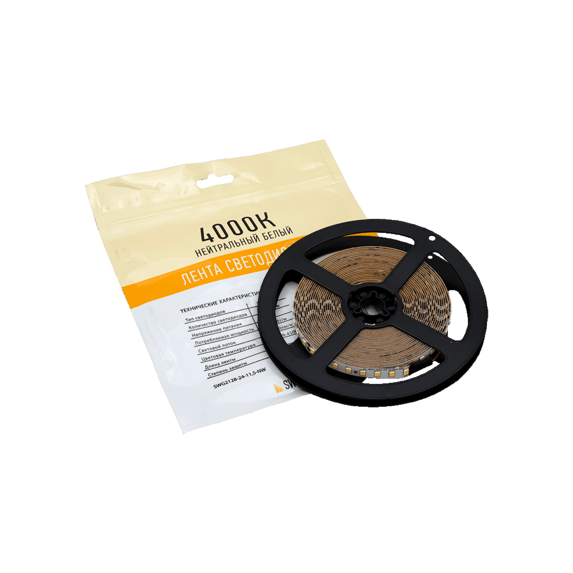 Лента светодиодная ПРО SMD2835 128LED/м 11,5Вт/м 24В IP20 Цвет:Нейтральный белый(1метр) SWG