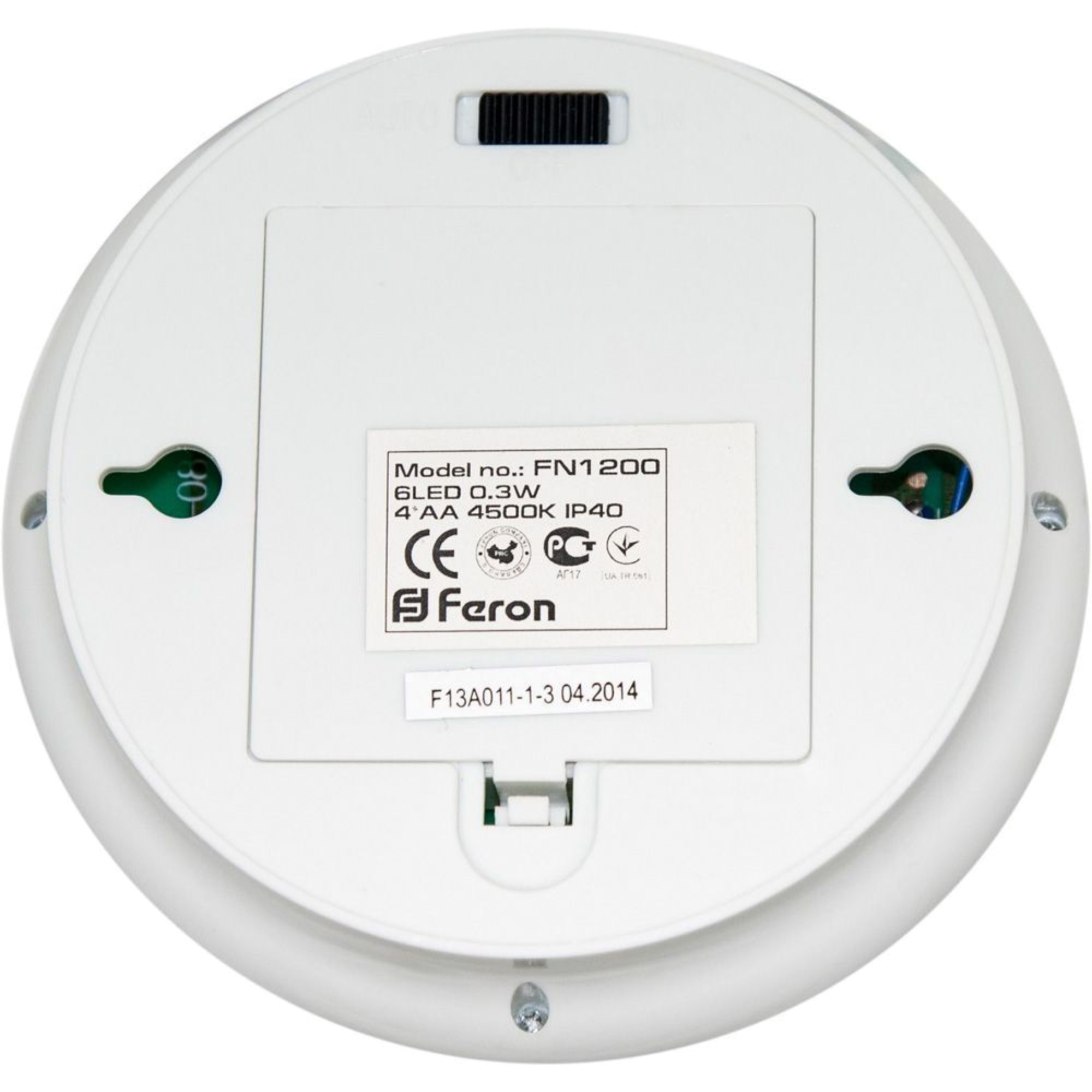 Светильник с датчиком движения и освещенности 6LED 0,3W 3м 120º, IP40, белый, FN1200 Feron  