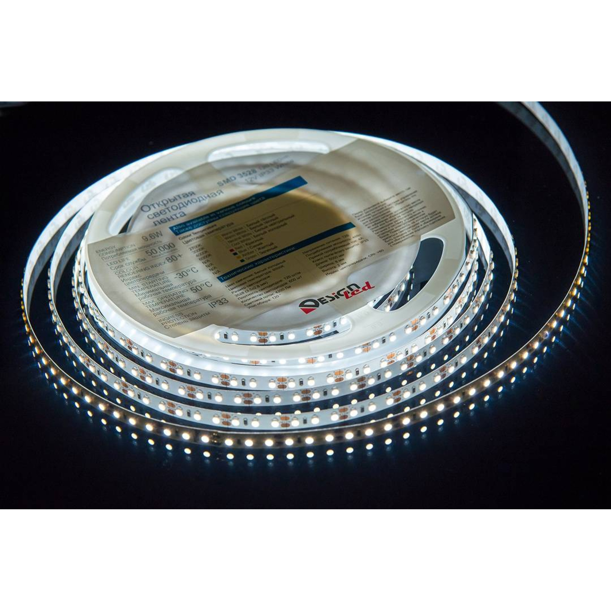 Лента светодиодная LUX3528 120LED/м 9,6Вт/м 12В IP33 Цвет:Холодный белый (6000K) (1метр) SWG