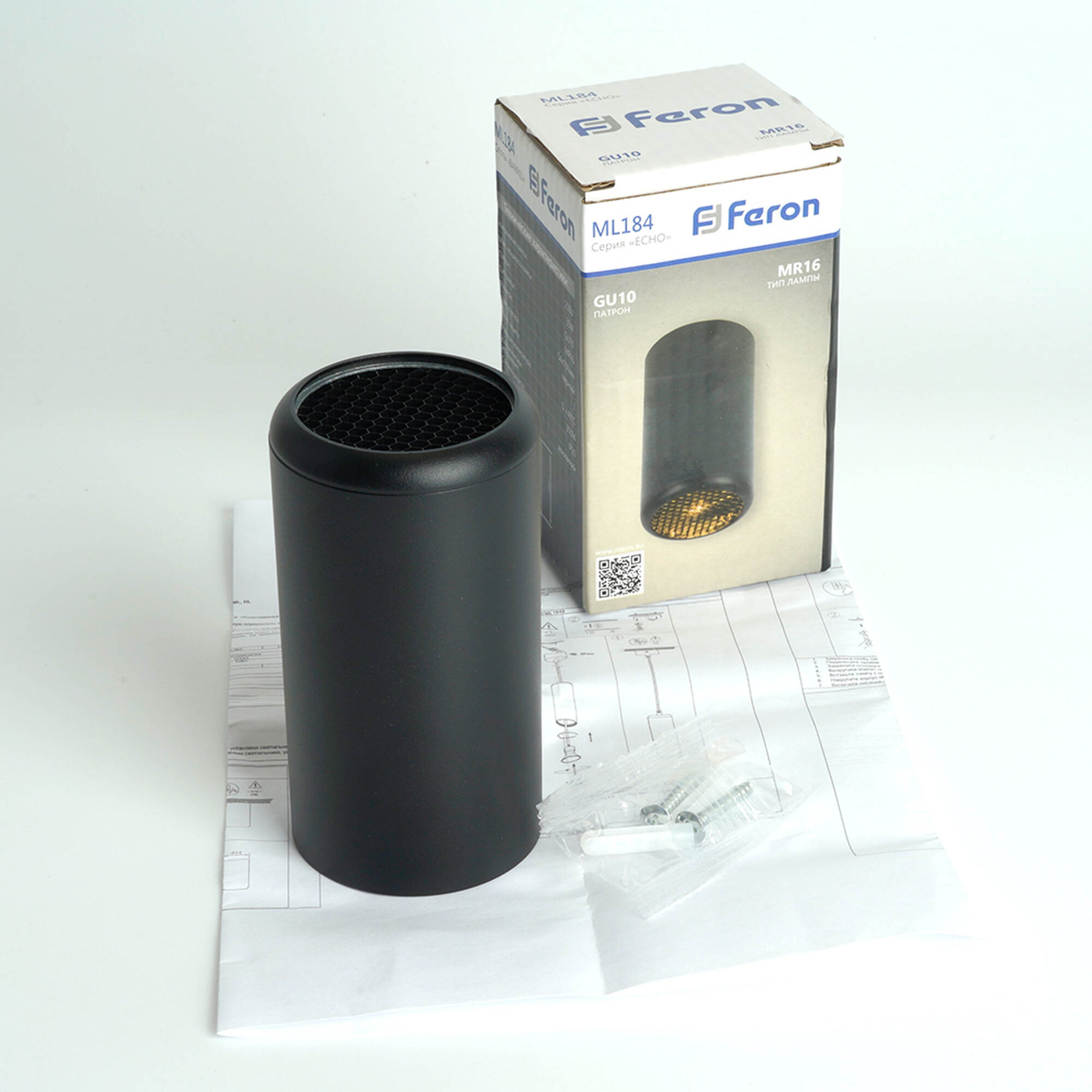 Светильник потолочный ML184 Barrel ECHO MR16 GU10 35W 230V, черный Feron