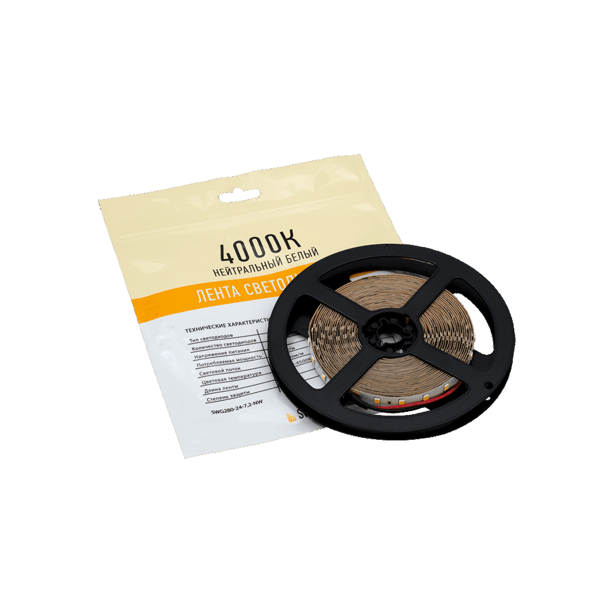 Лента светодиодная ПРО SMD2835 80LED/м 7,2Вт/м 24В IP20 Цвет:Нейтральный белый (1метр) SWG